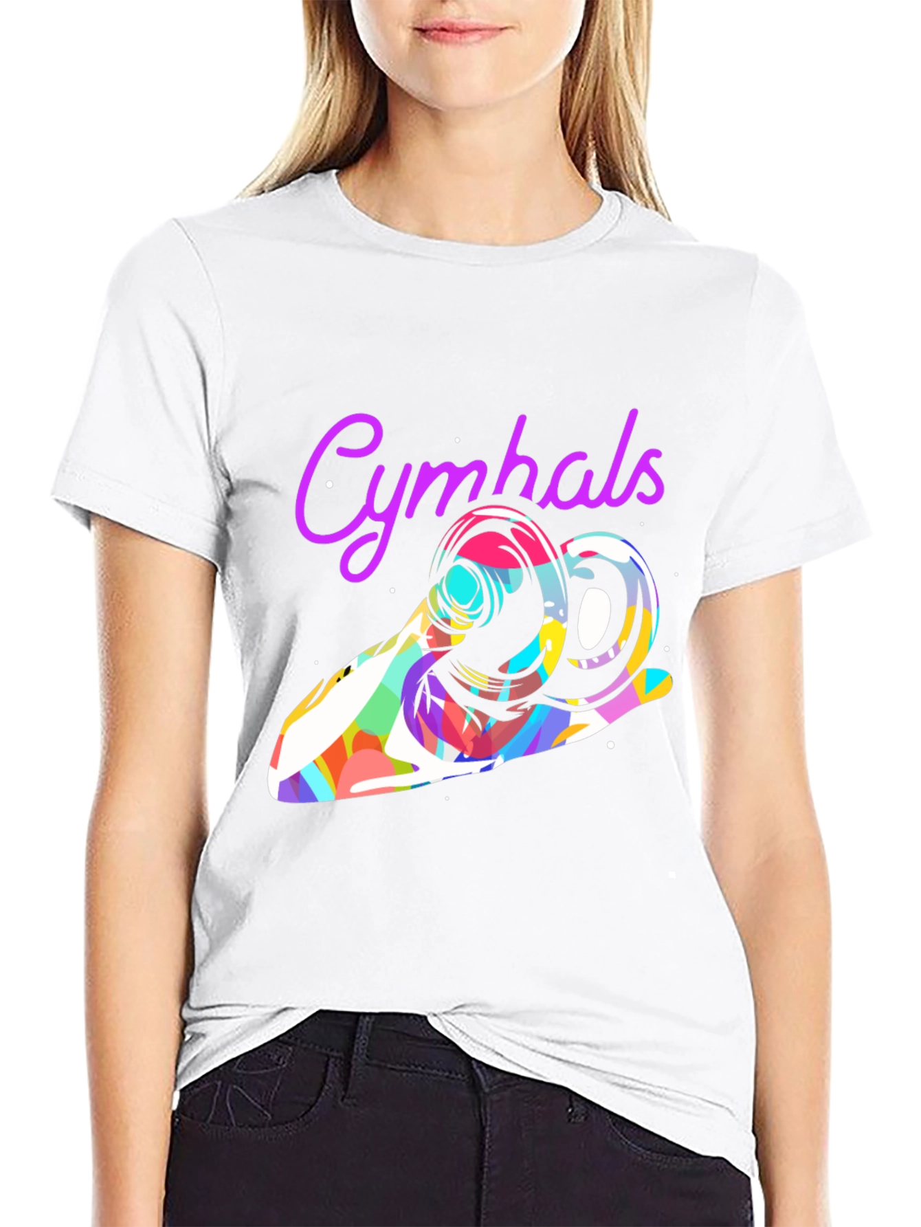 Black Cymbal T-Shirt - Colorful Music Graphic Tee view 9