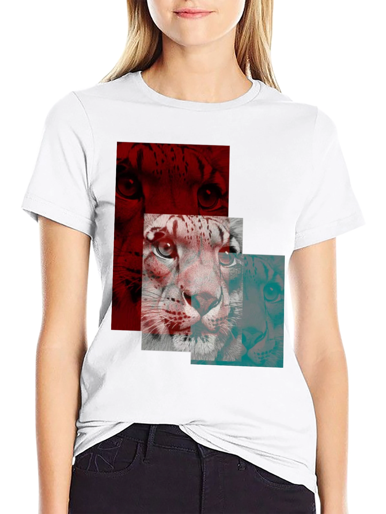 Black Abstract Lion Graphic Black T-Shirt view 9