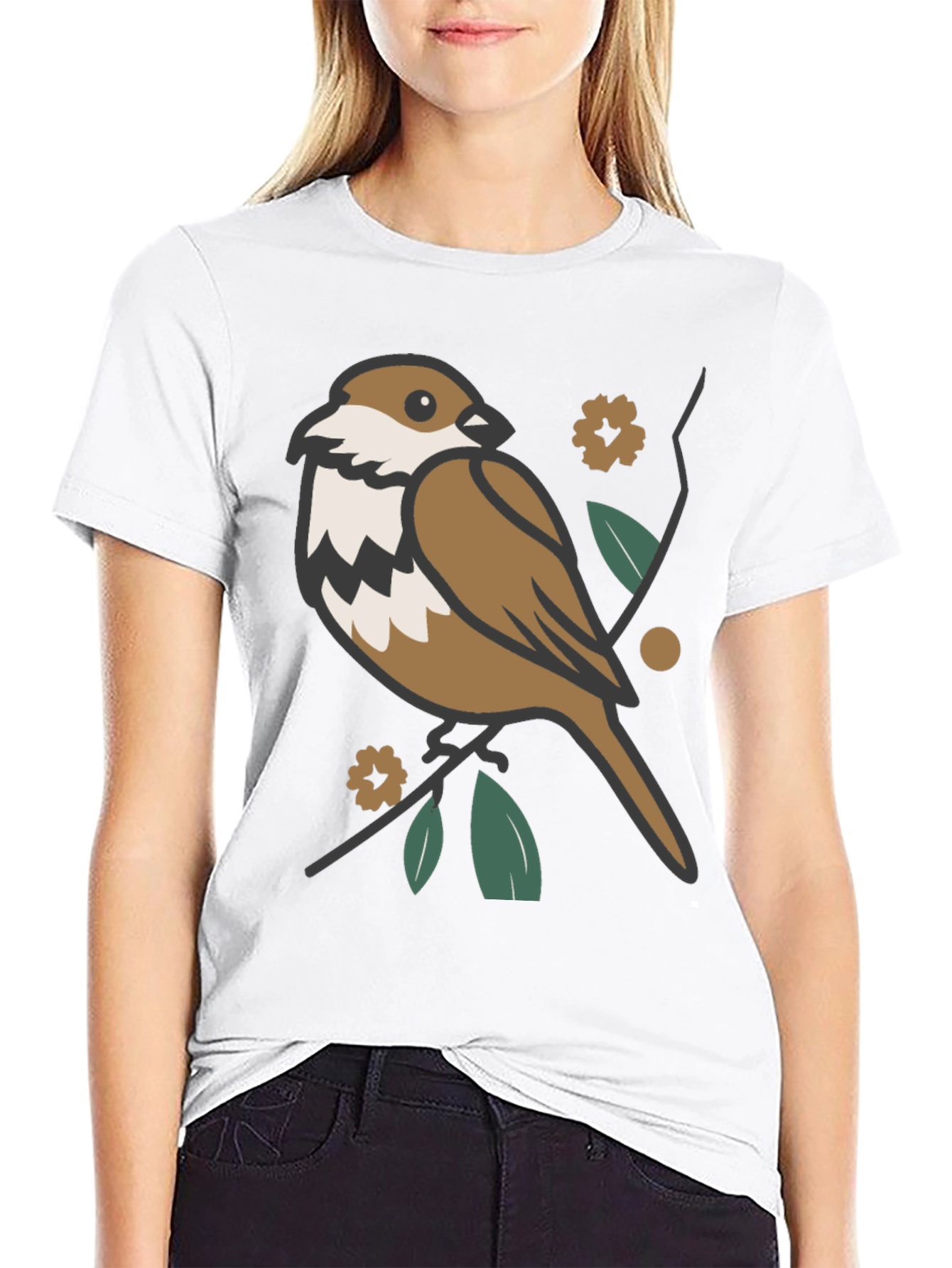 Black Bird & Branch Graphic T-Shirt - Casual Style view 9