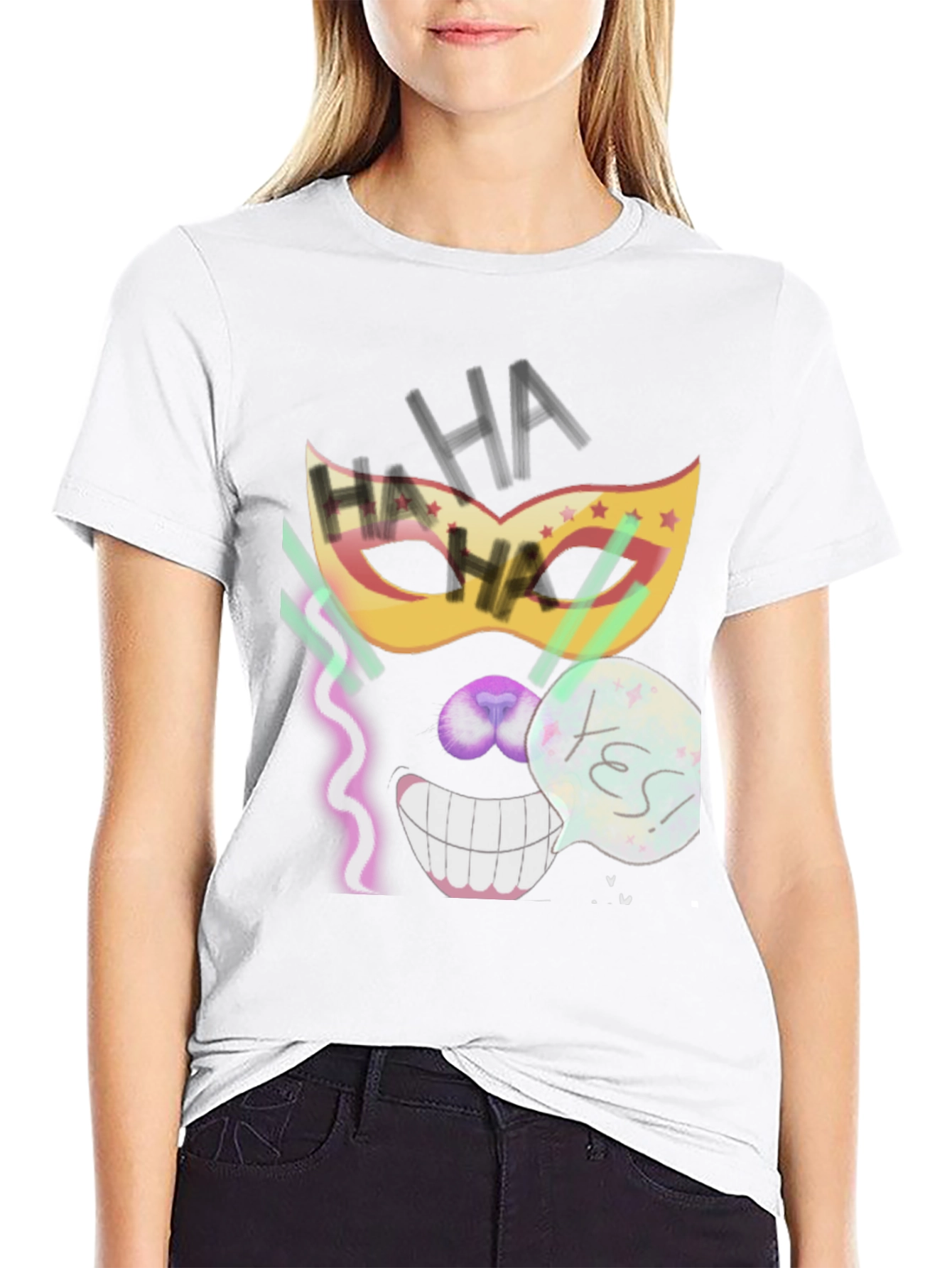 Black Crazy Mask Tee: Cheshire Cat Grin view 9