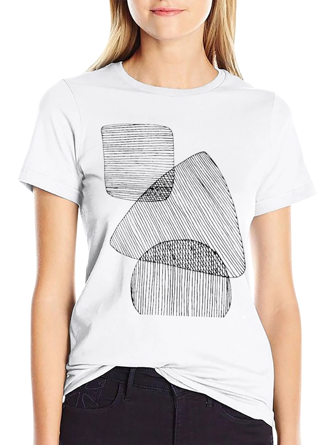 Black Abstract Graphic Print Black Tee view 9