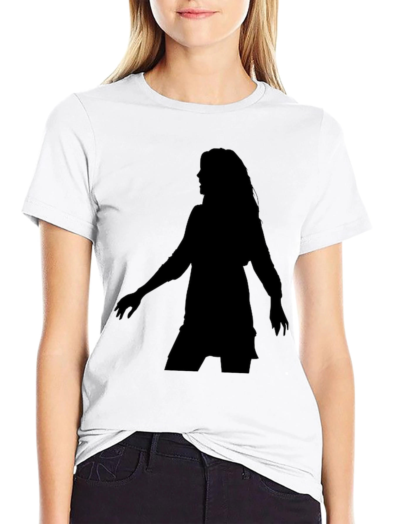 Black Silhouette Tee - Woman Figure Black T-Shirt view 9