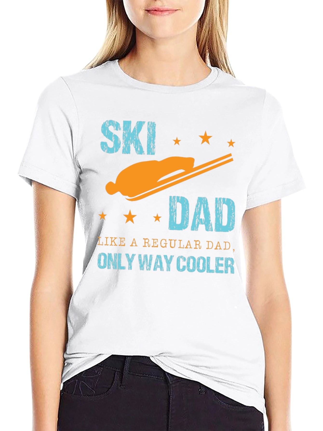 Black Cool Ski Dad Graphic Tee - Black Cotton T-Shirt view 9