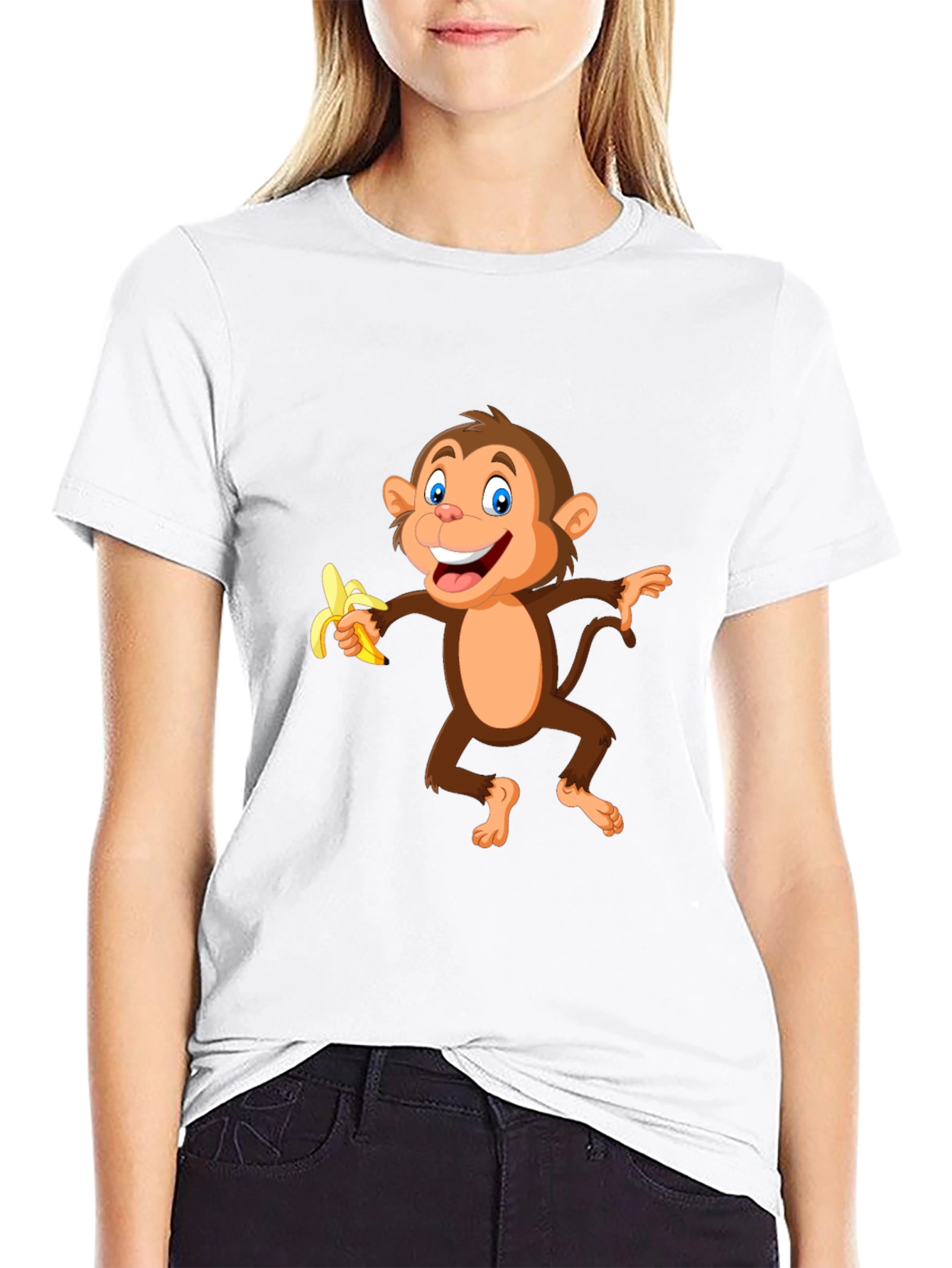 Black Fun Monkey Banana Graphic Black T-Shirt view 9