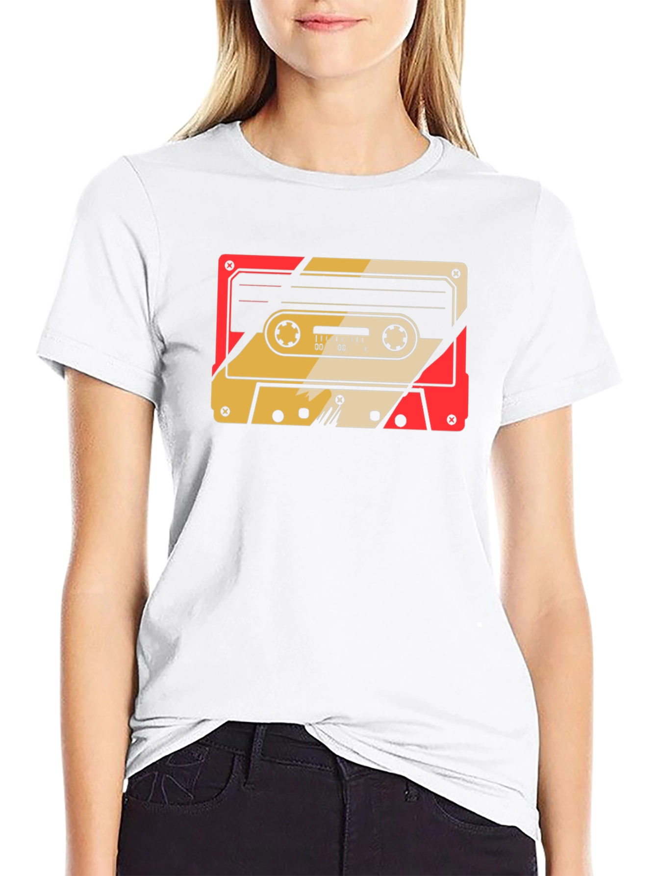 Black Retro Cassette Tape Graphic Tee - Classic Style view 9
