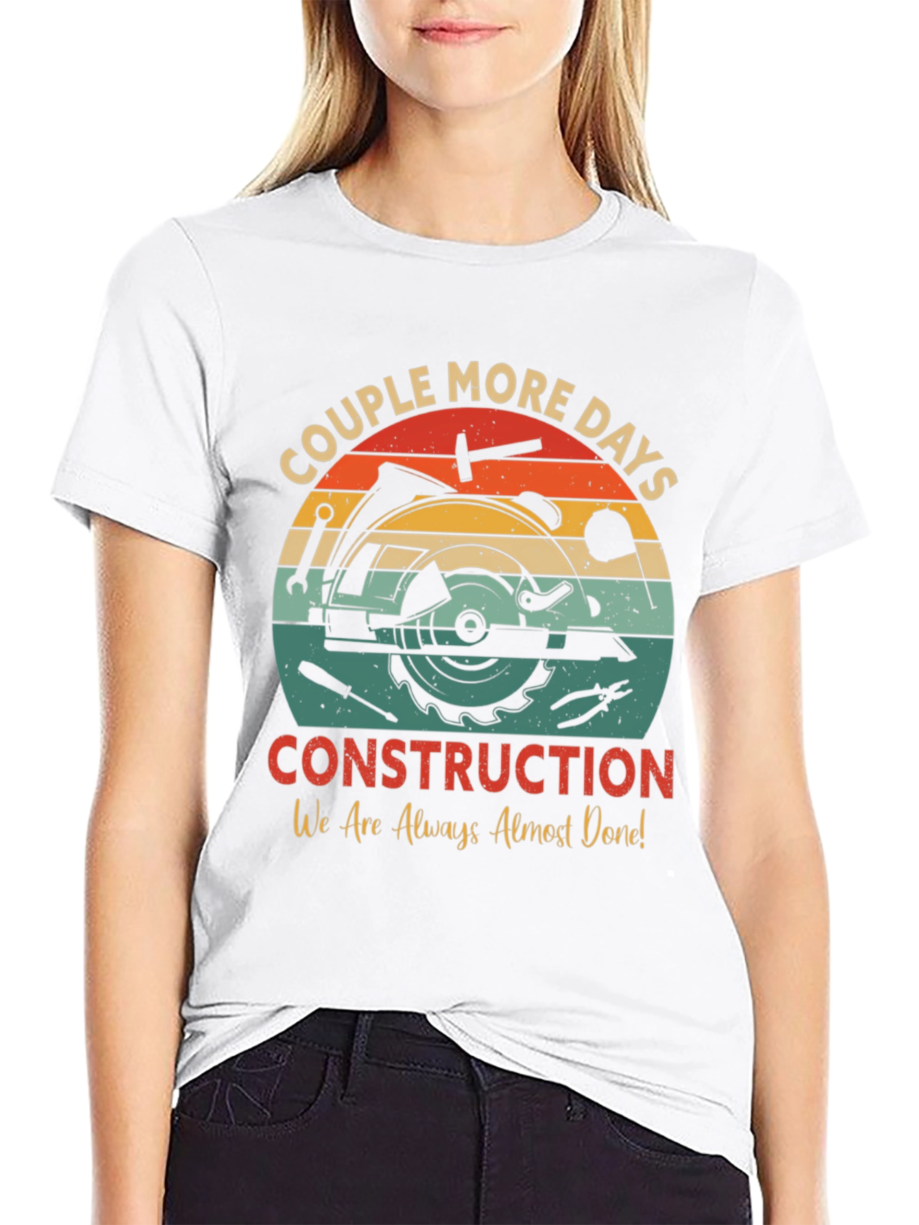 Black Construction T-Shirt: Couple More Days Design view 9