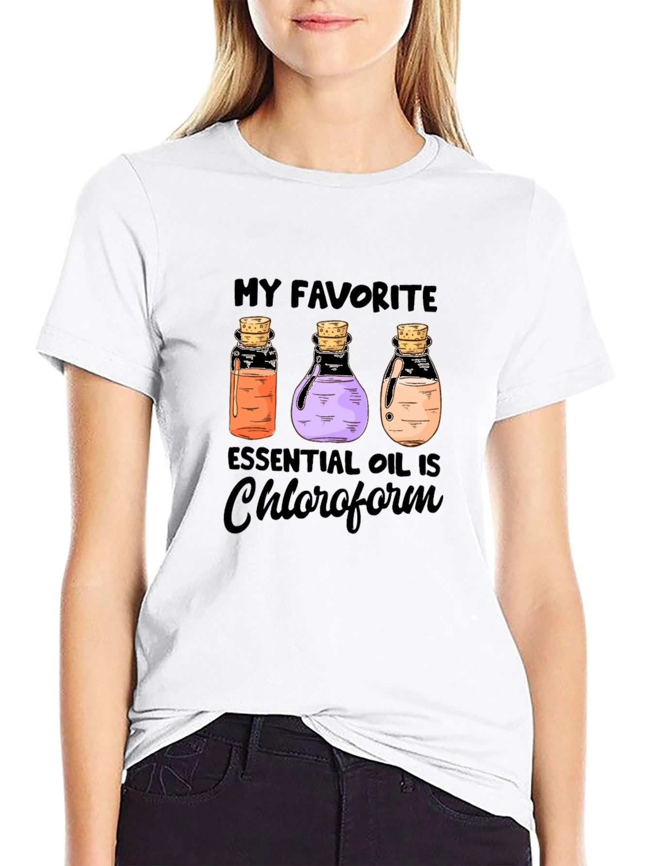 Black Essential Oil Chloroform T-Shirt view 9