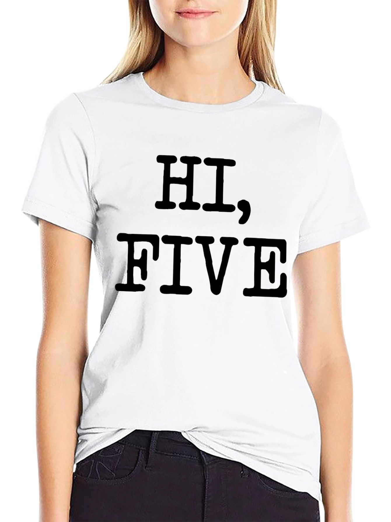 Black Hi, Five Black Graphic Tee view 9