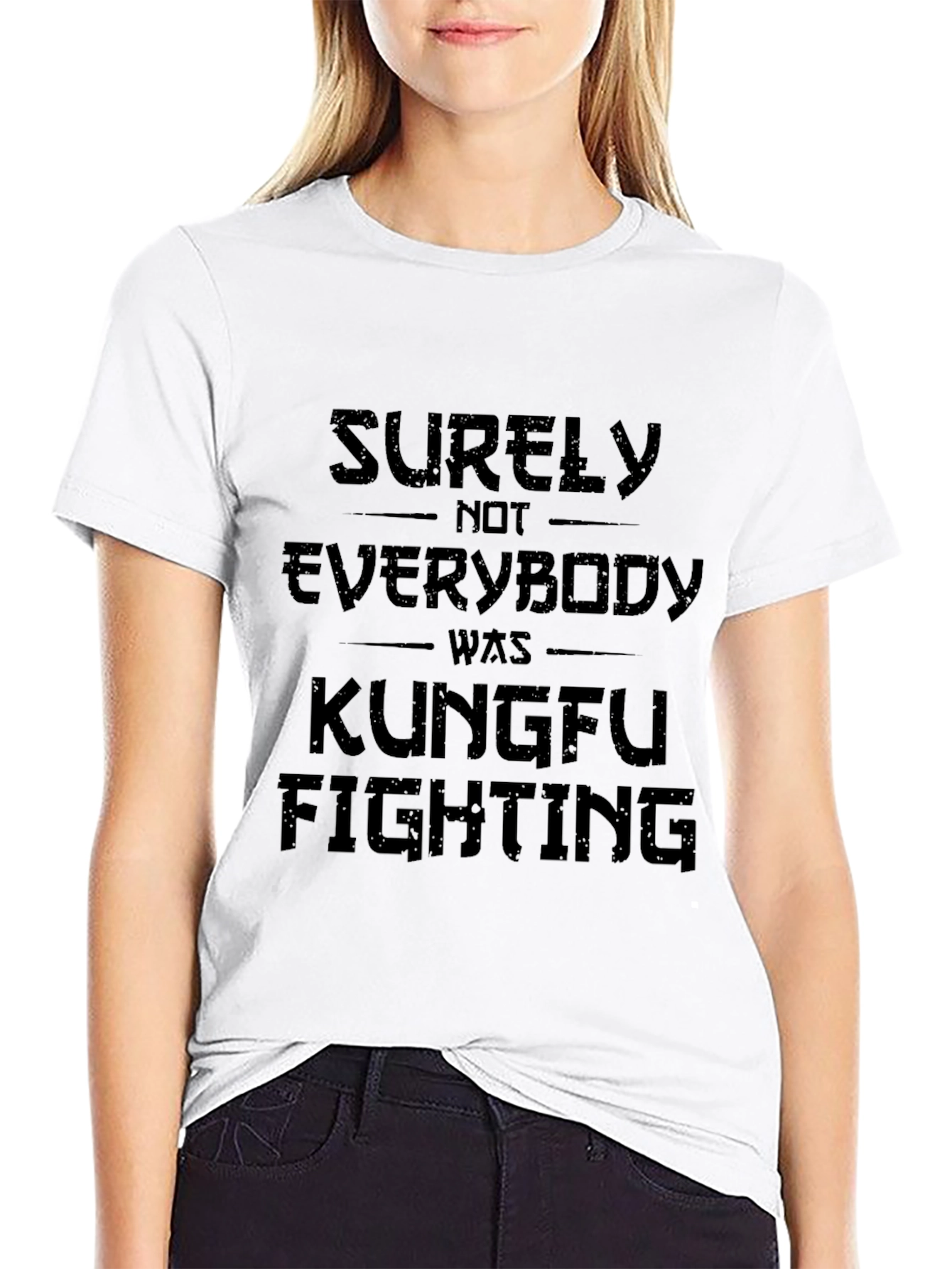 Black Kung Fu Fighting Slogan Black T-Shirt view 9