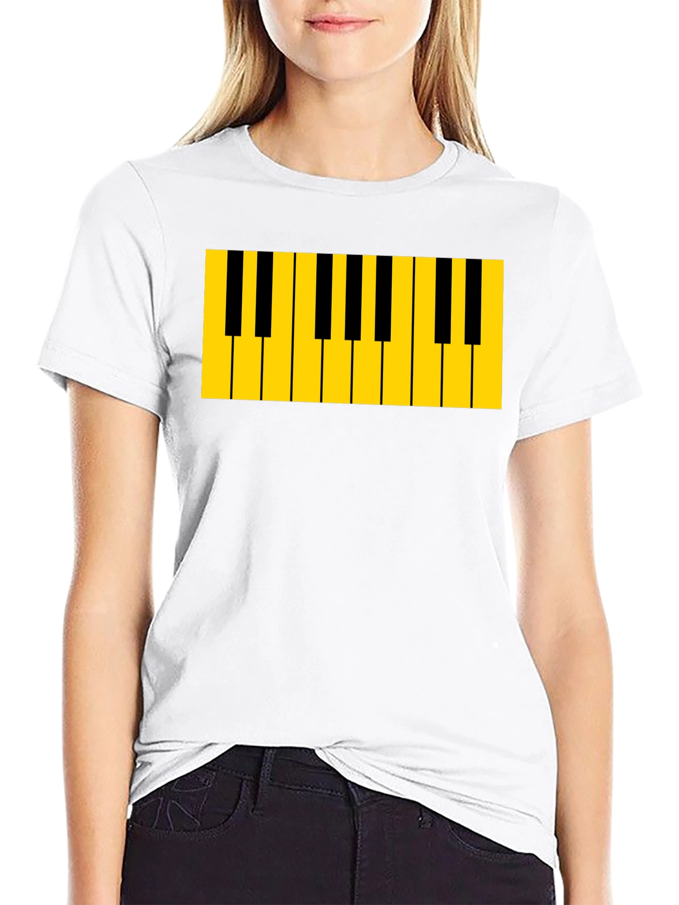 Black Piano Keys Graphic Tee - Musician's Black T-Shirt view 9