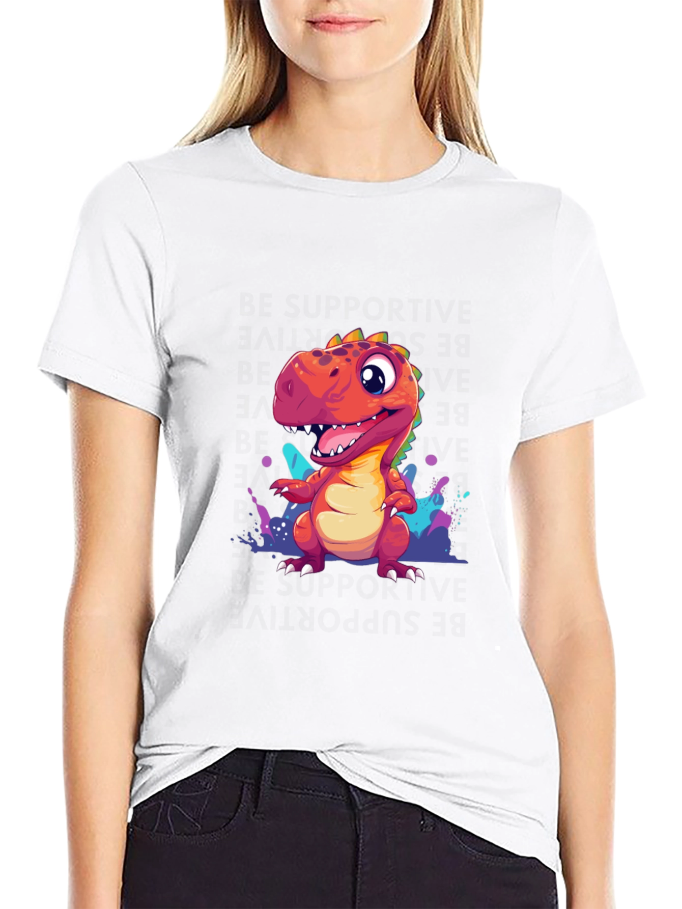 Black Dino T-Shirt - Fun Cartoon Design view 9