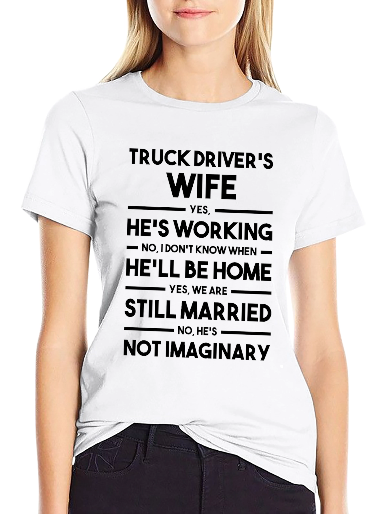 Black Truck Driver's Wife Funny Graphic T-Shirt view 9