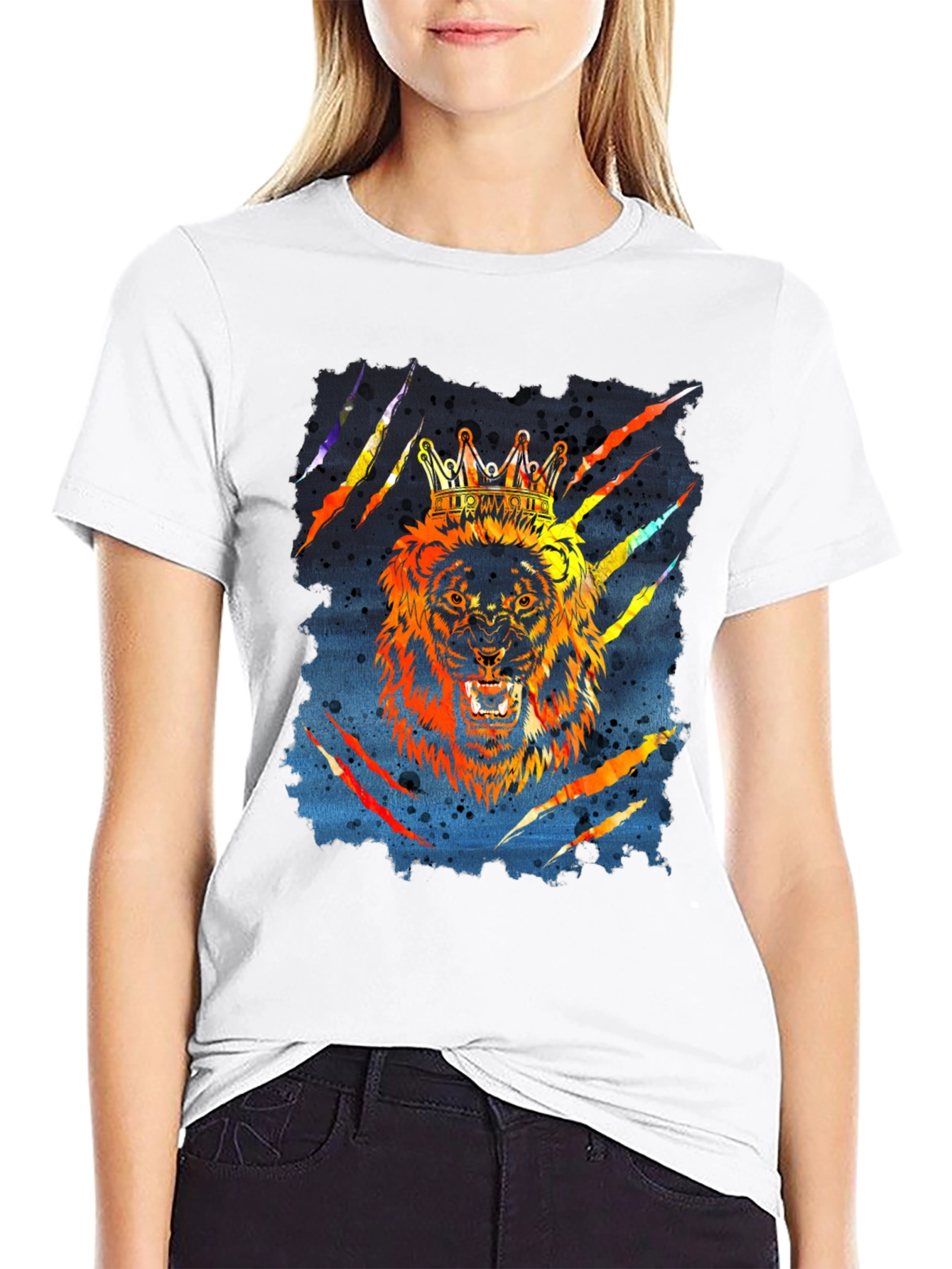 Black King Lion Graphic T-Shirt - Mens Black Tee view 9