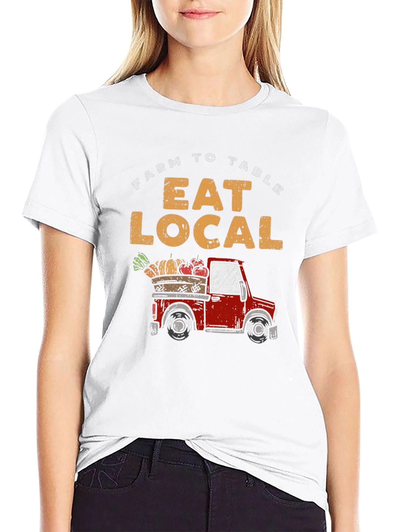 Black Farm to Table Eat Local T-Shirt view 9