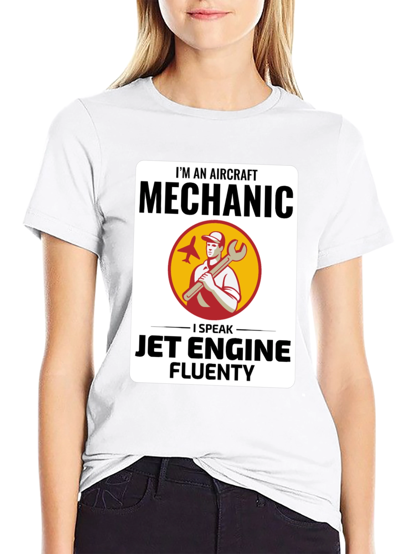 Black Aircraft Mechanic Jet Engine T-Shirt view 9