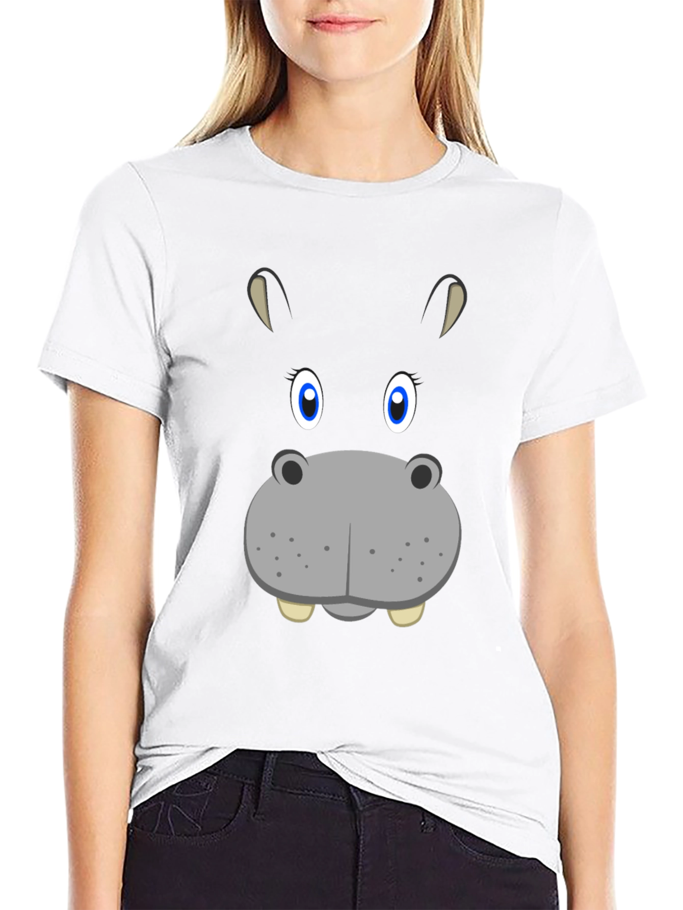 Black Hippo Face Graphic Tee - Unique Animal Design view 9