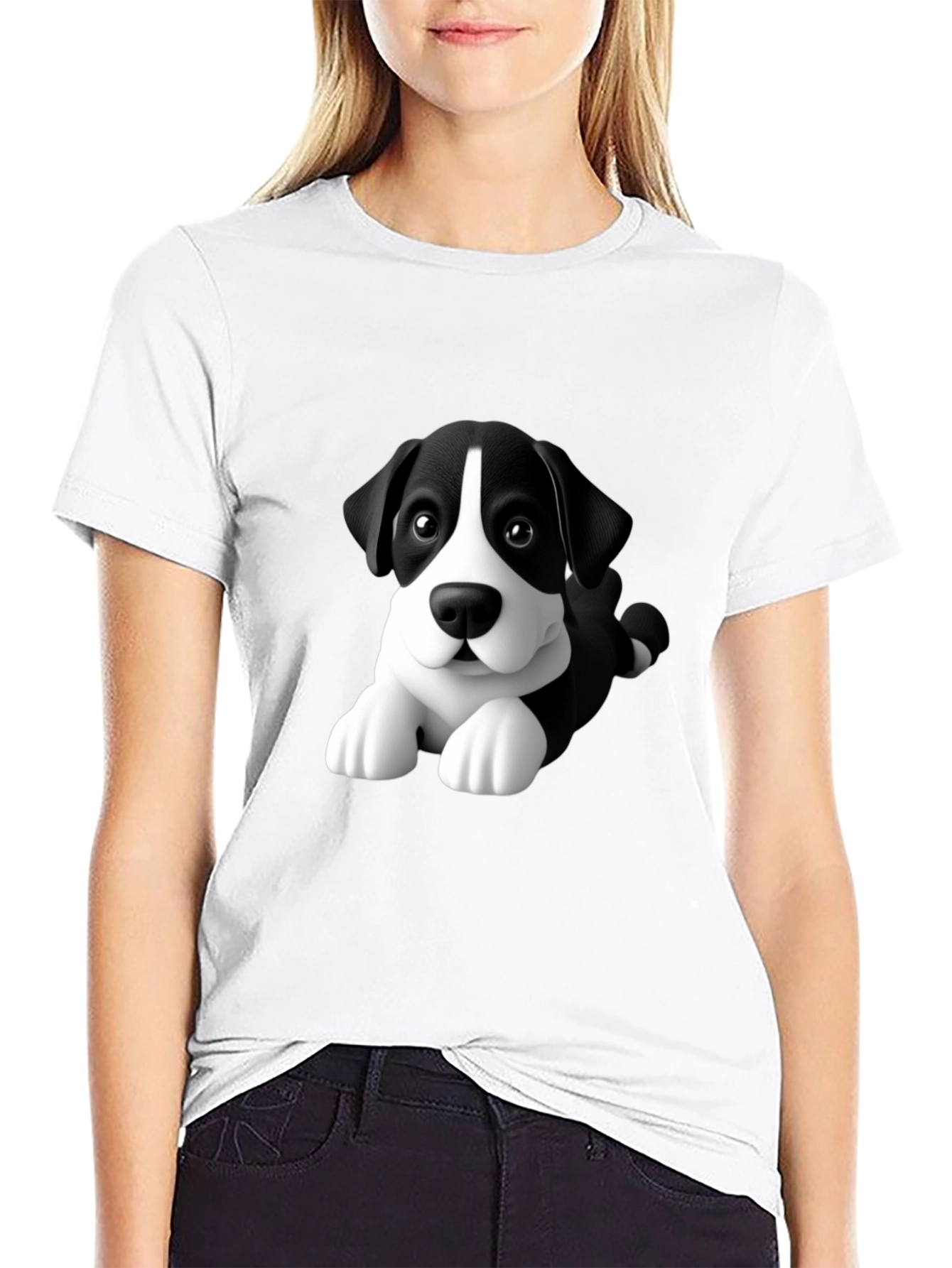 Cartoon Dog Graphic Tee - Men's Black T-Shirt - 9