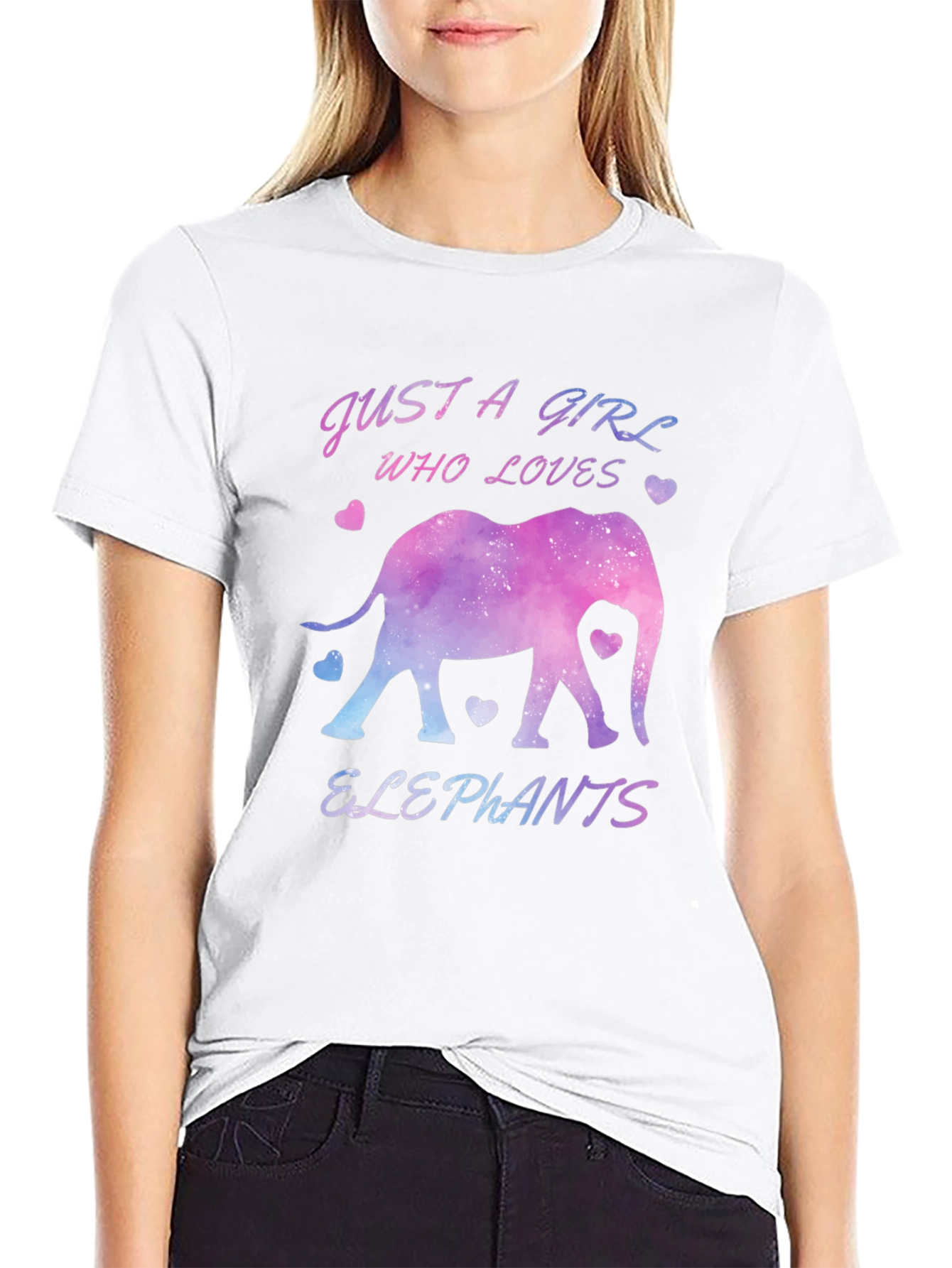 Black Just a Girl Who Loves Elephants T-Shirt view 9