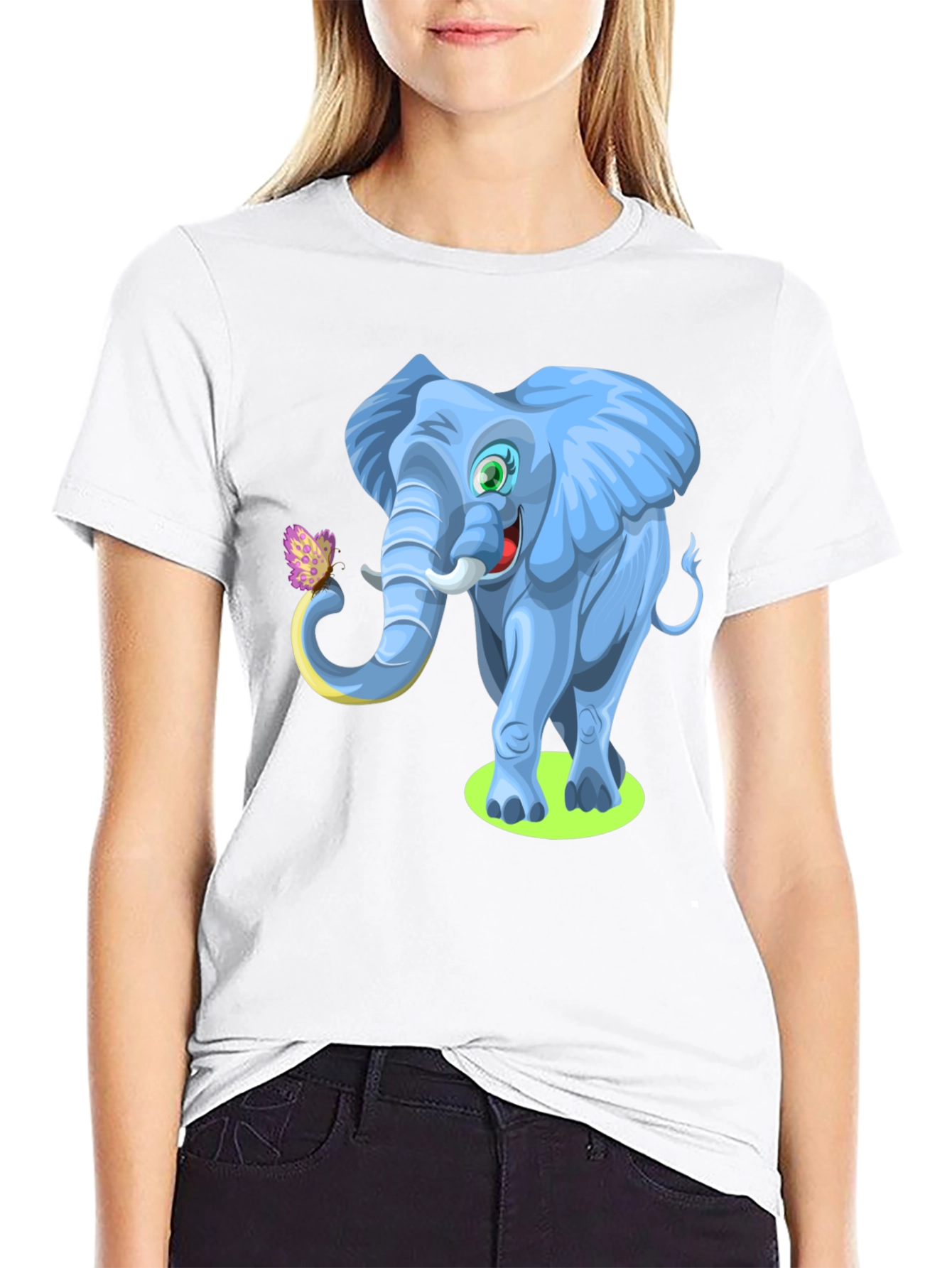 Black Cartoon Elephant Graphic Tee - Soft Cotton Blend view 9