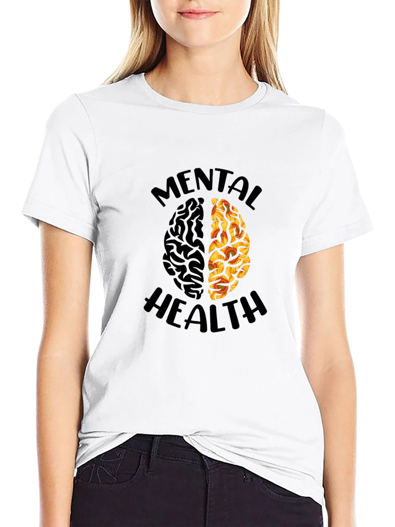Black Mental Health Brain Graphic T-Shirt view 9