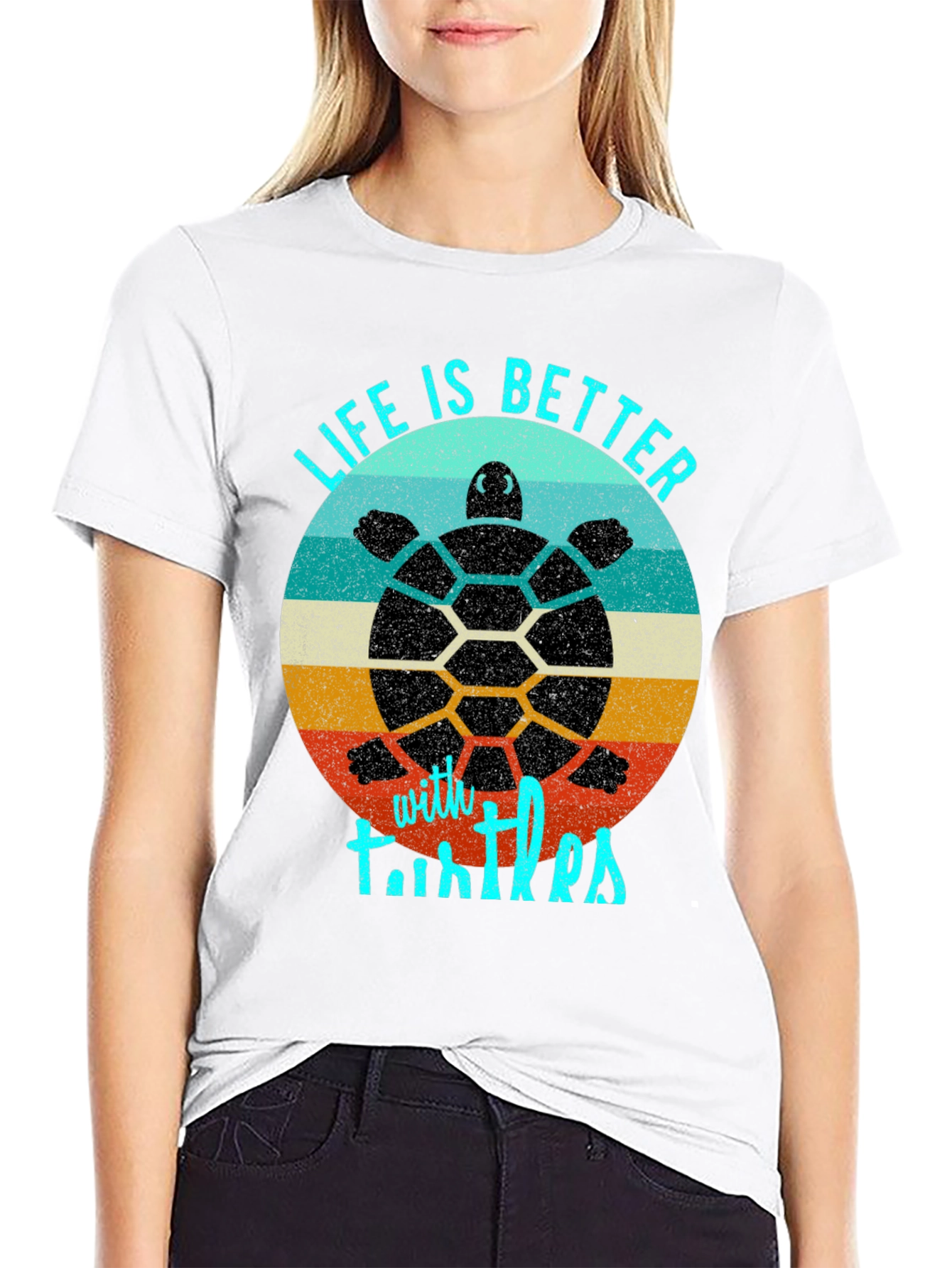 Black Life is Better with Turtles Graphic Tee view 9