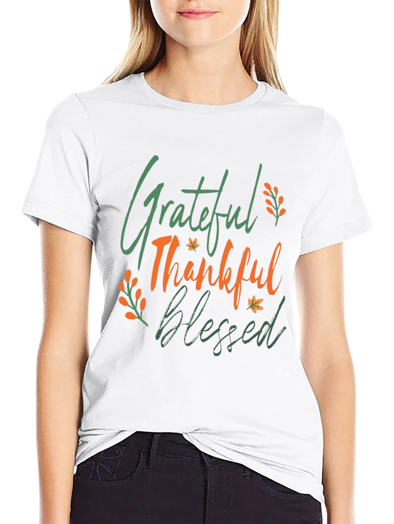 Black Grateful Thankful Blessed Thanksgiving T-Shirt view 9