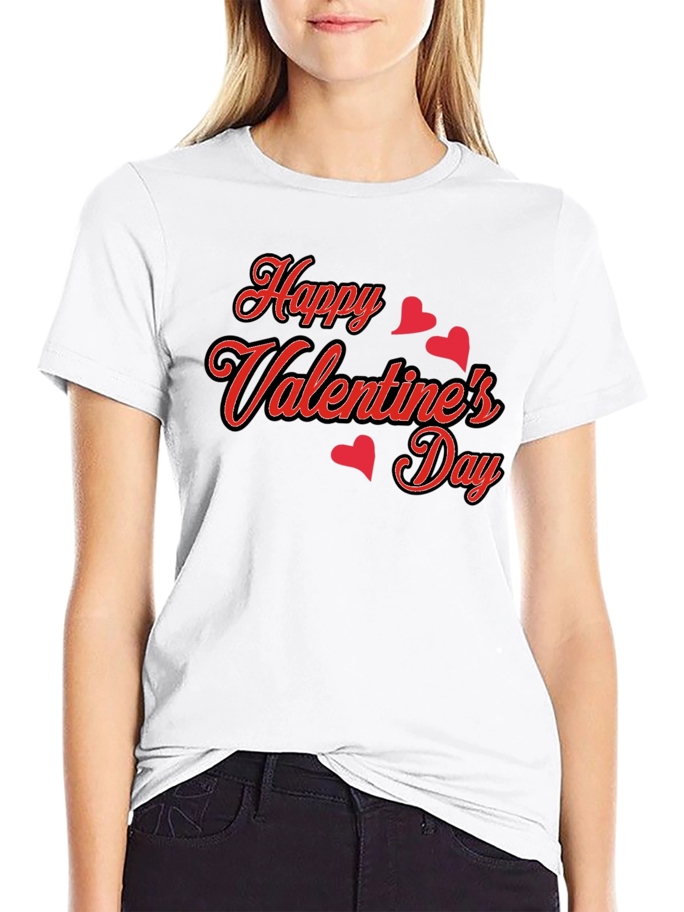 Black Happy Valentine's Day Black Graphic Tee view 9
