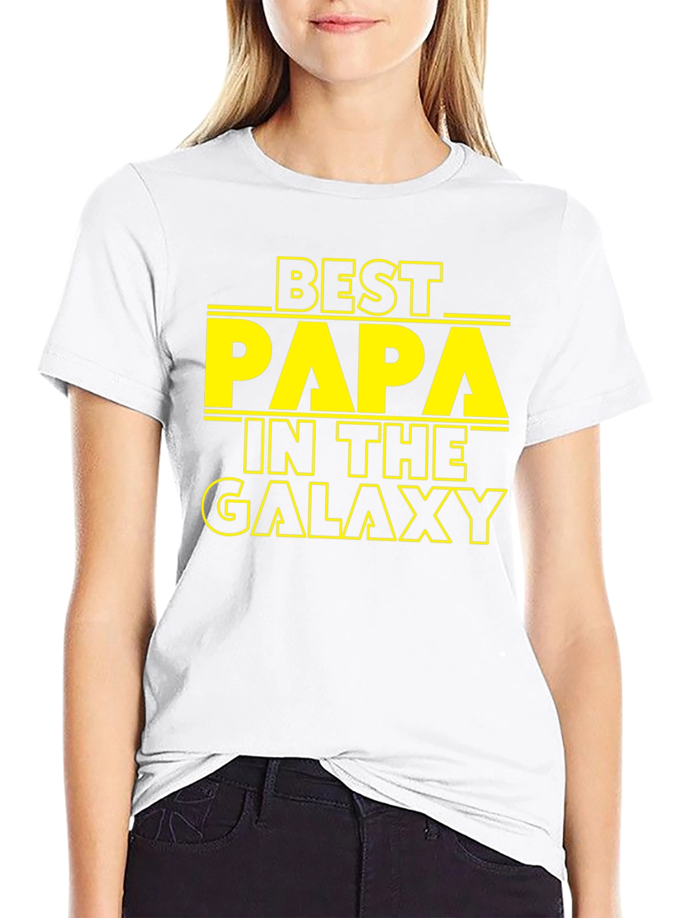 Black Best Papa in the Galaxy Black T-Shirt view 9