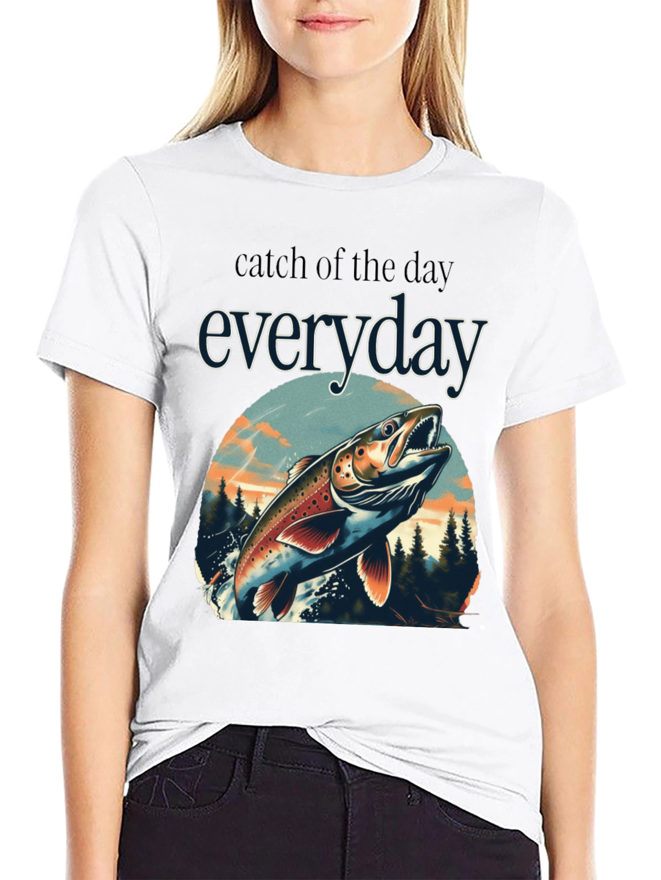 Black Catch of the Day Everyday Fishing T-Shirt view 9