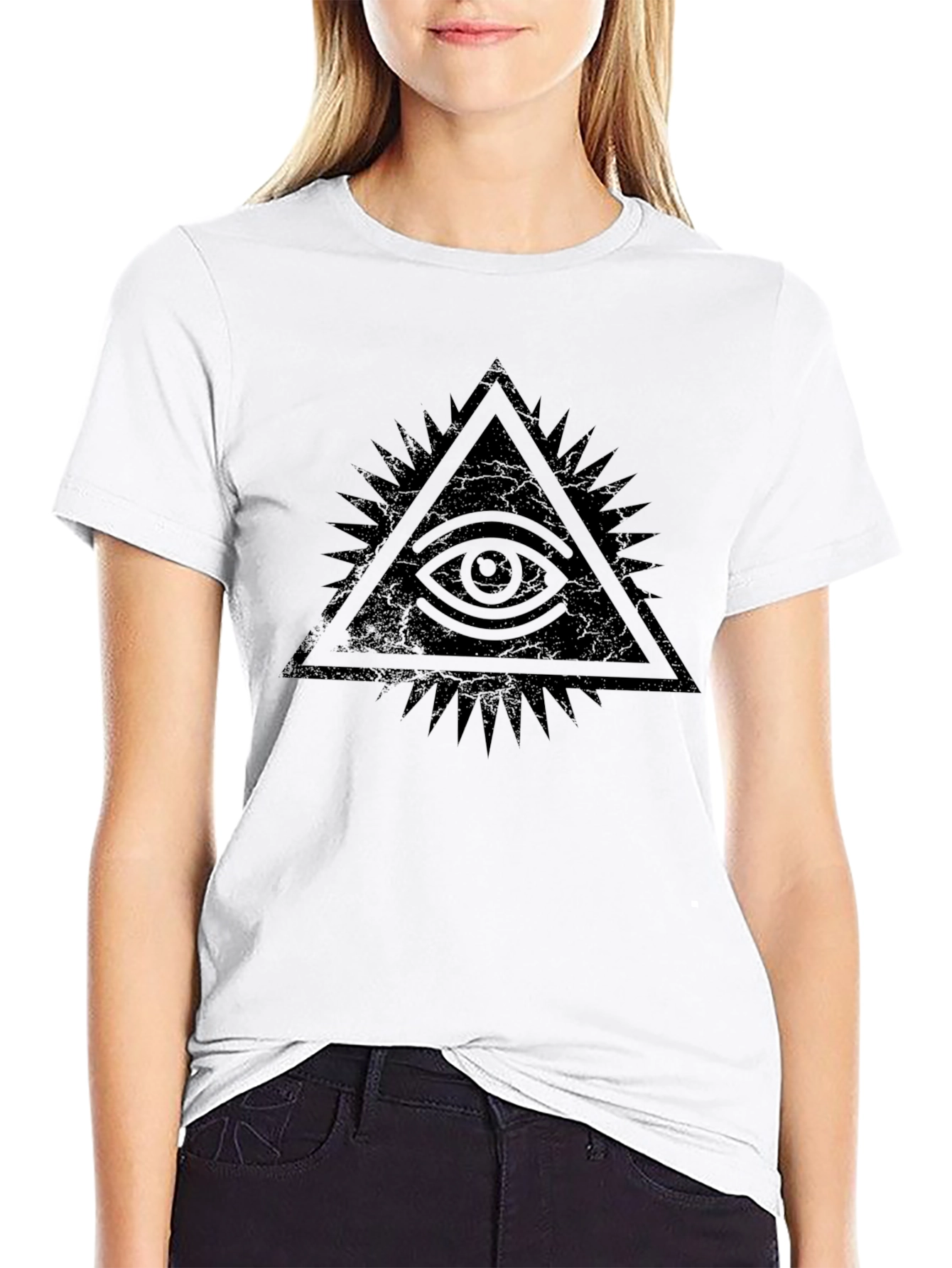 Black Eye of Providence Graphic Black T-Shirt view 9