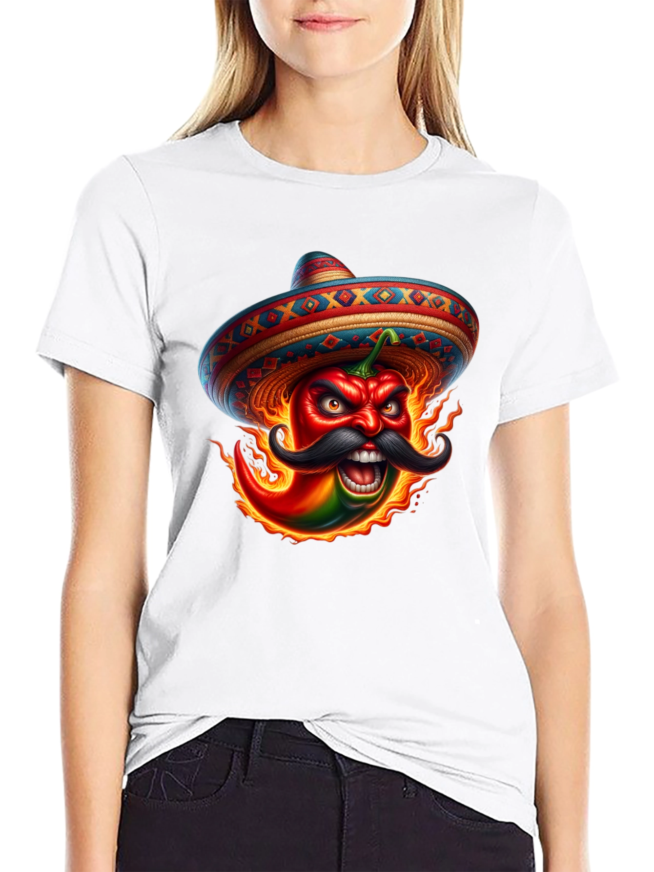 Black Fiery Pepper Sombrero Graphic Tee view 9