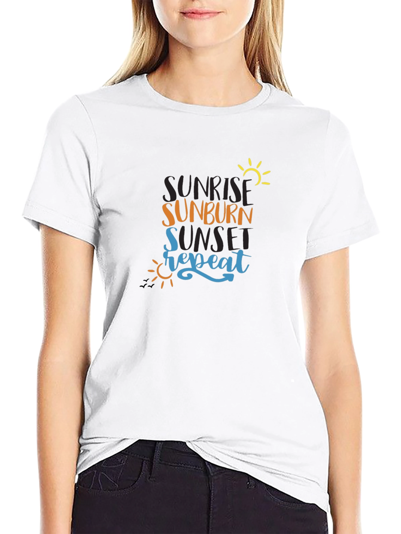 Black Sunrise Sunburn Sunset Repeat Graphic Tee view 9
