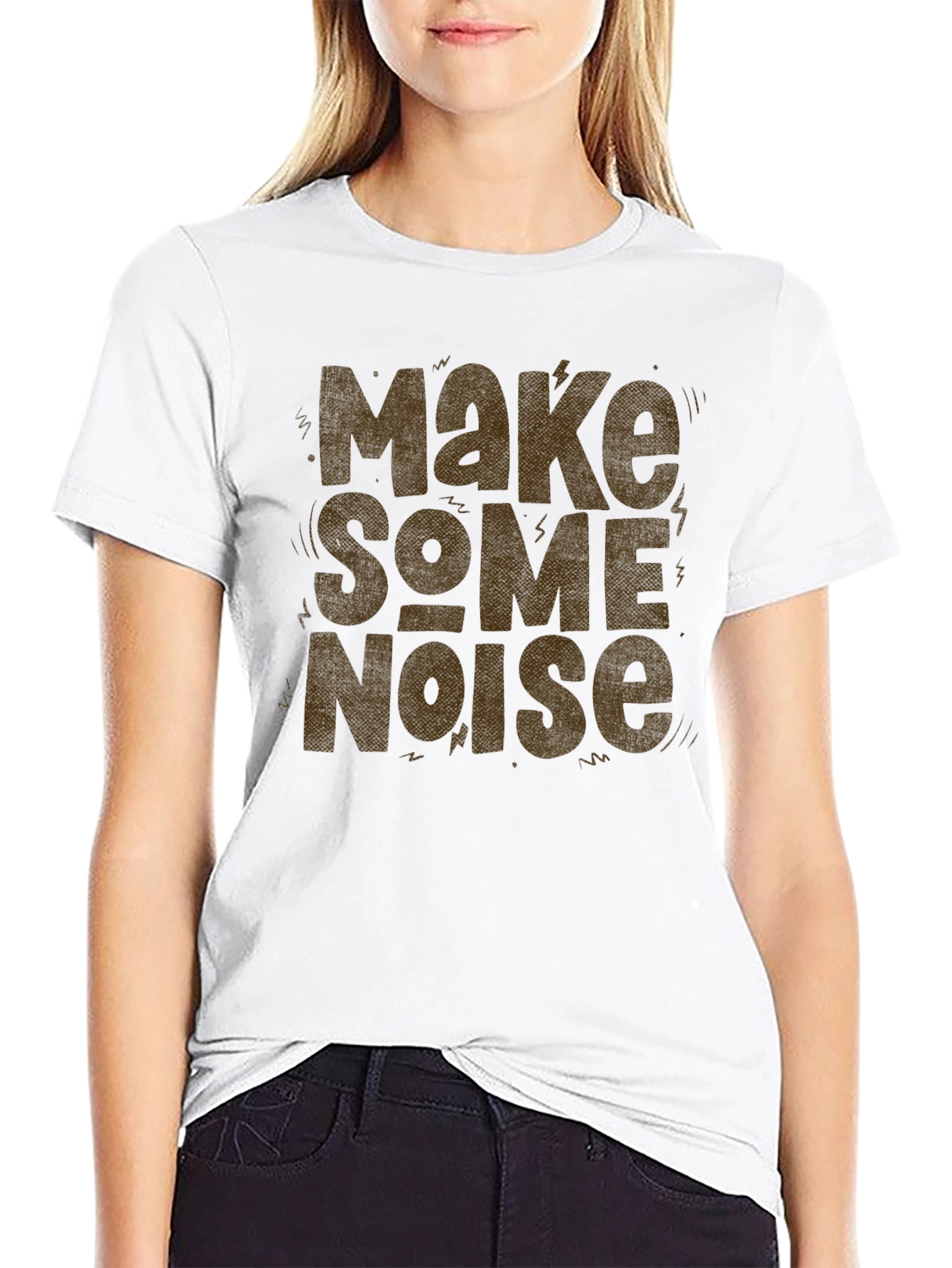 Black Make Some Noise Graphic Tee - Bold Statement Shirt view 9