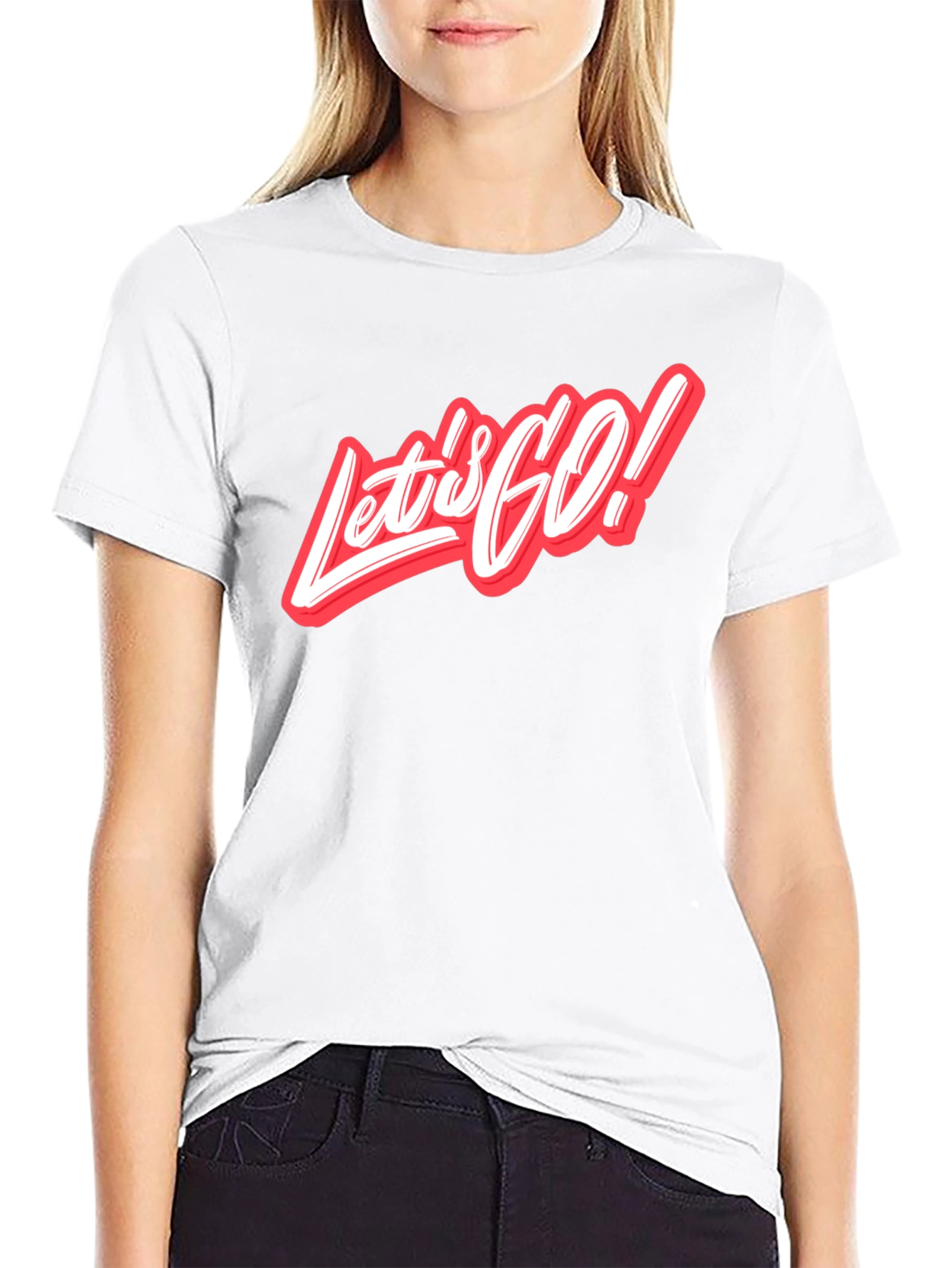 Black Let's Go Graphic Tee - Stylish Crew Neck T-Shirt view 9