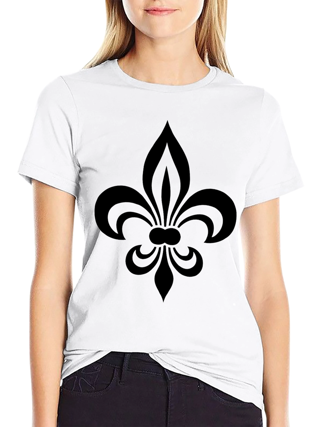 Black Black Fleur-de-lis Graphic Tee - Casual Comfort view 9