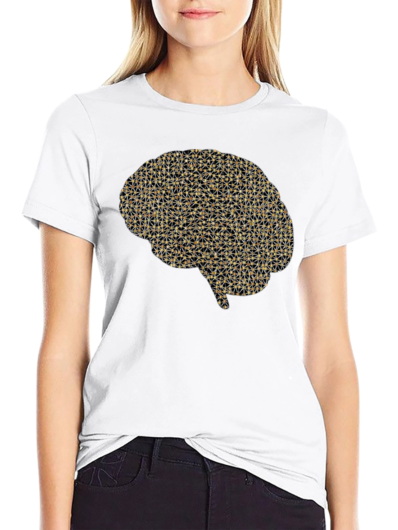Black Brain Graphic Tee - Black Casual T-Shirt view 9