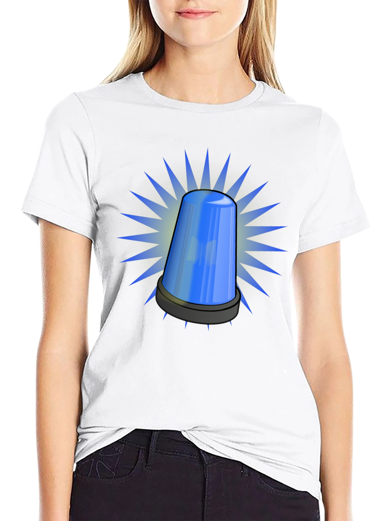 Black Blue Siren T-Shirt - Novelty Graphic Tee view 9