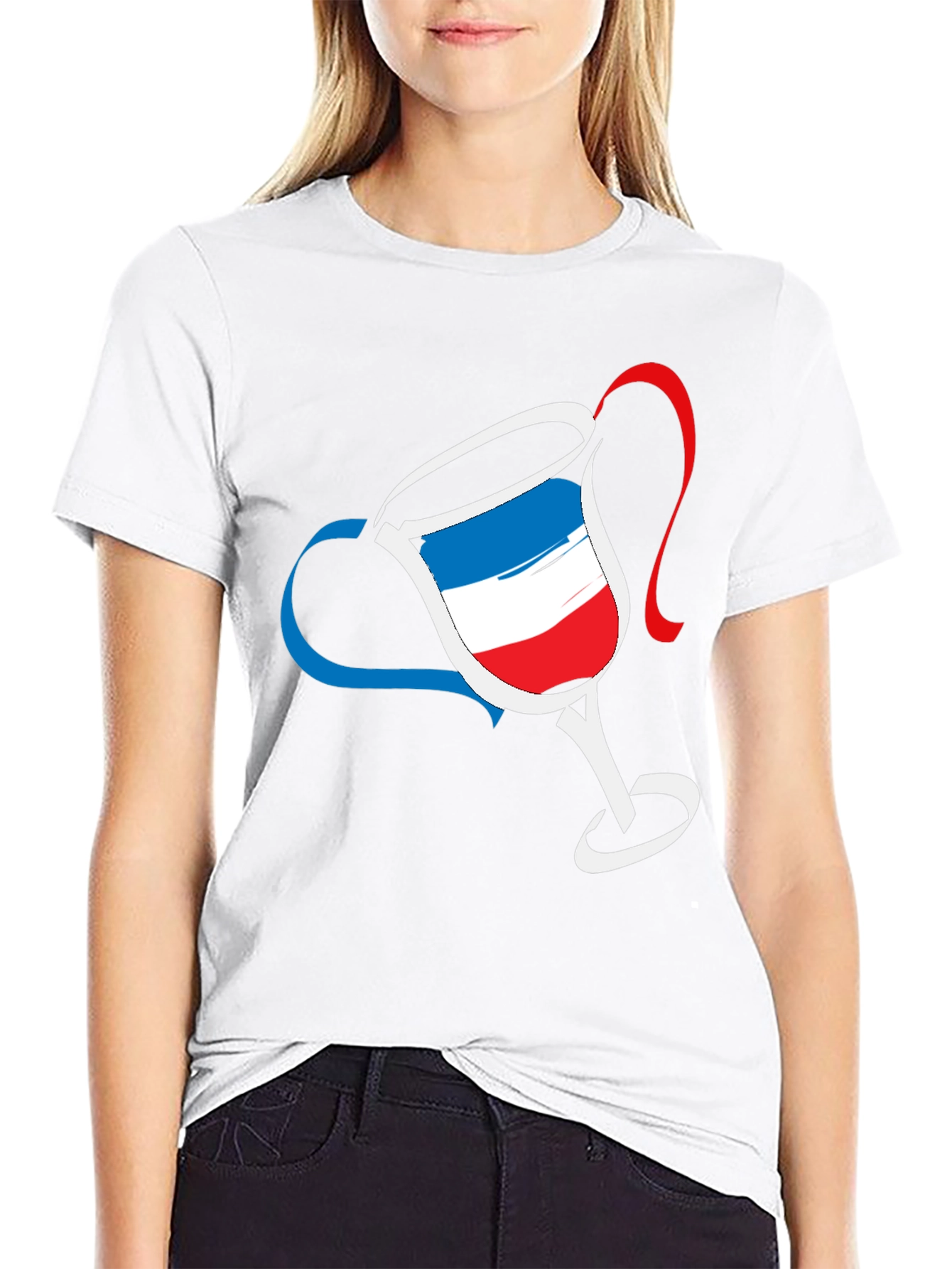 Black French Flag Wine Glass Graphic Tee - Men's Black T-Shirt view 9