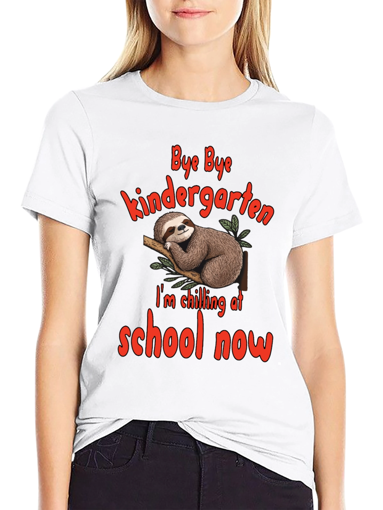 Black Bye Bye Kindergarten Sloth T-Shirt view 9