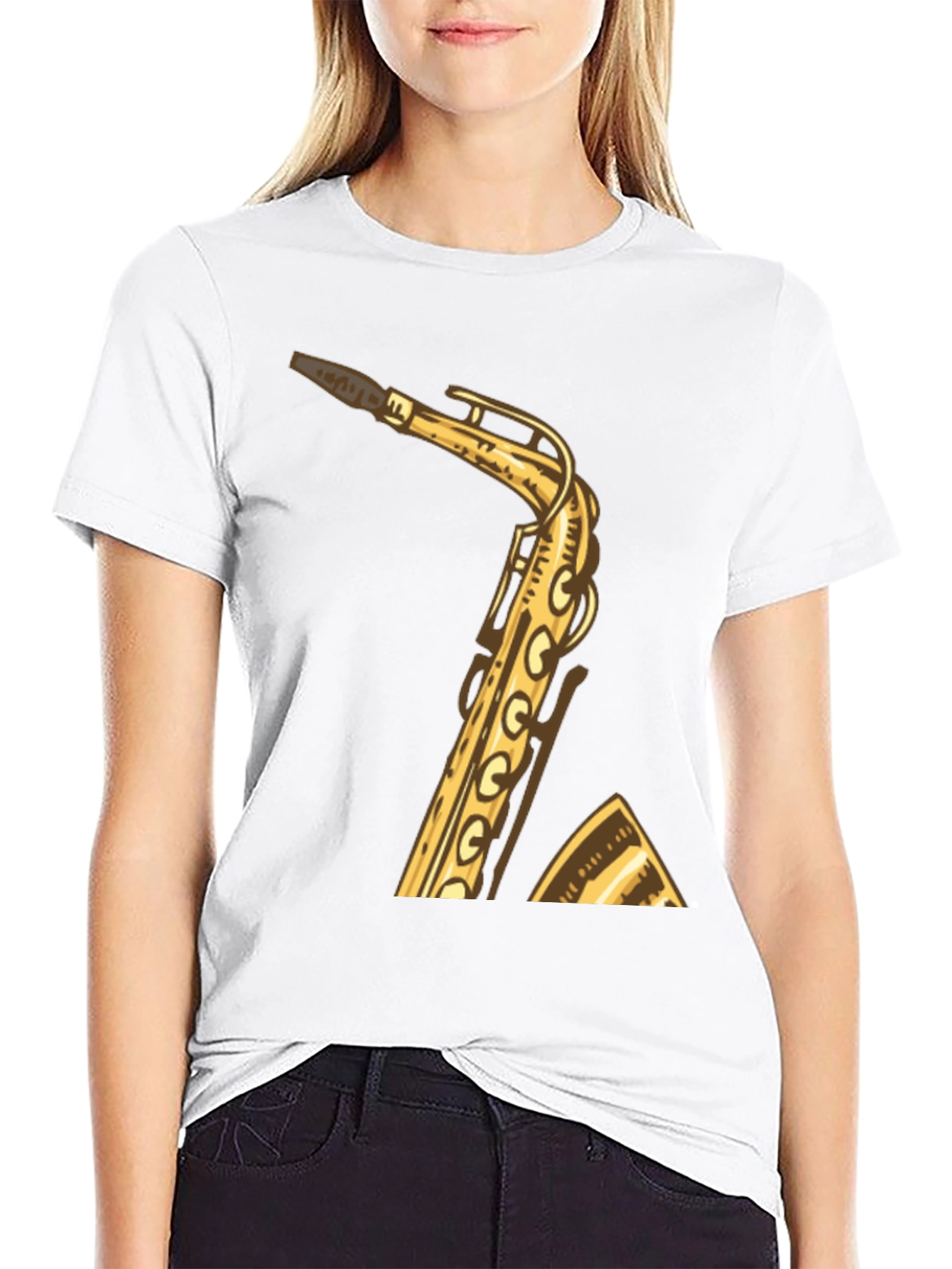 Black Saxophone Graphic Tee - Musician Style Shirt view 9