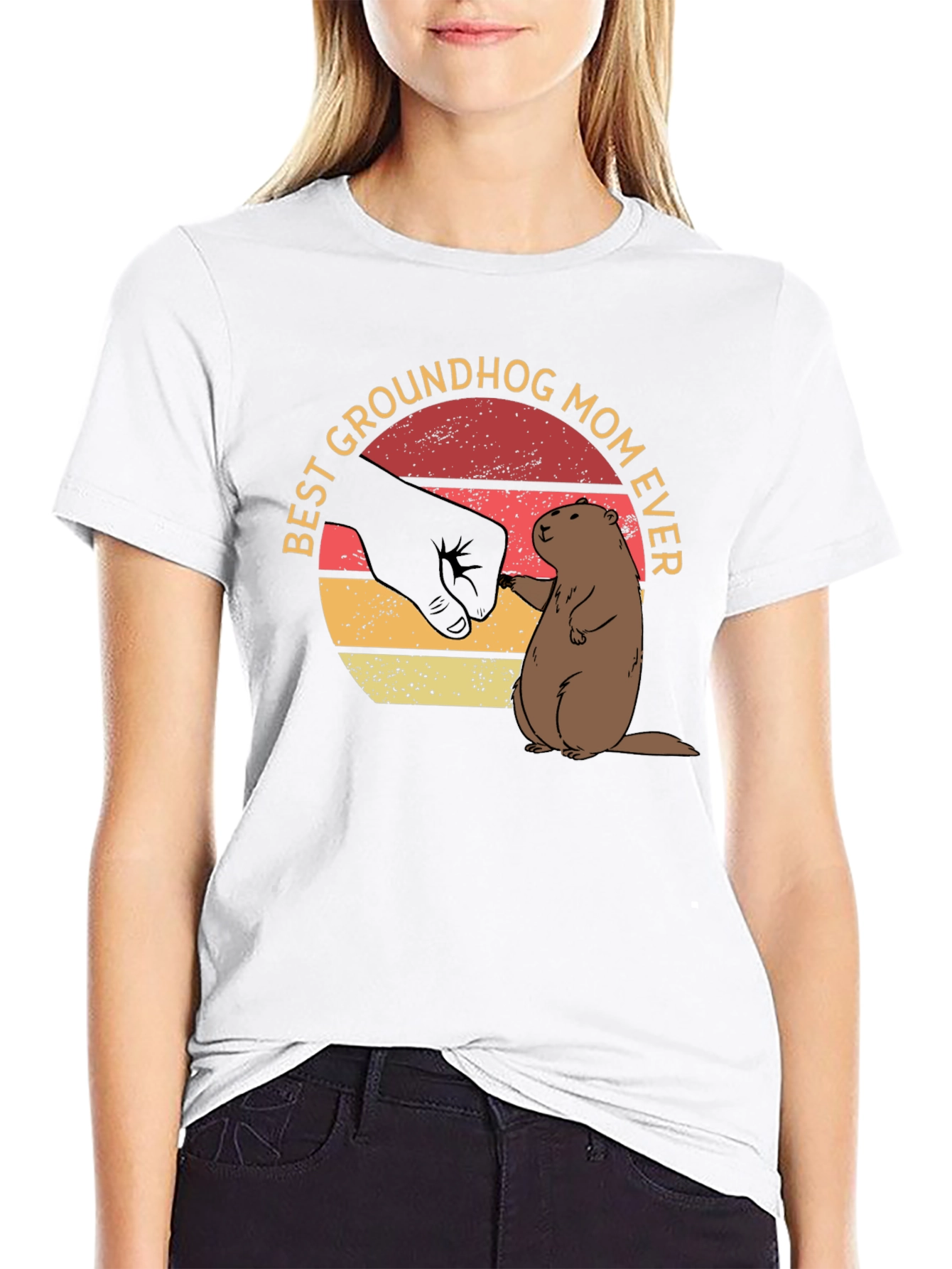 Black Best Groundhog Mom Ever T-Shirt view 9