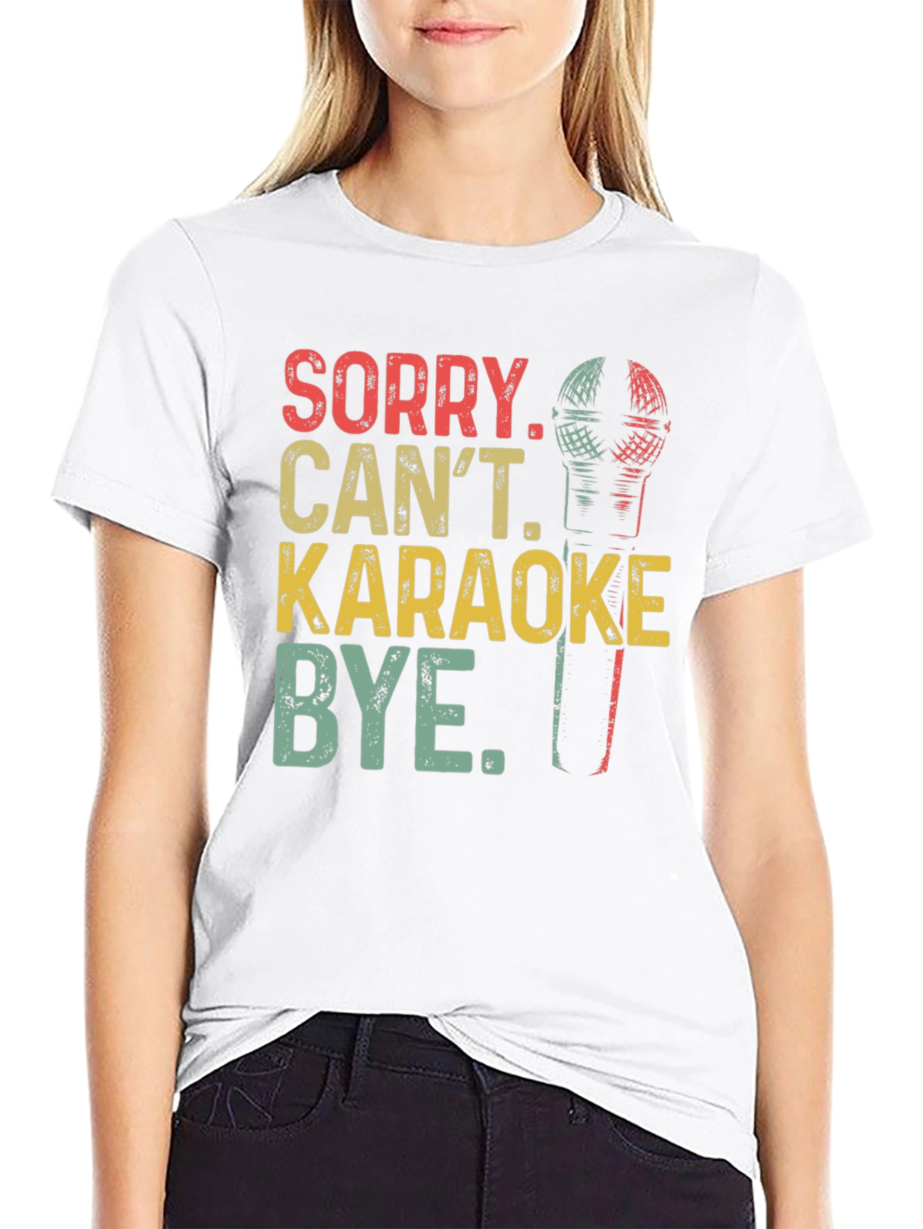 Black Sorry Can't Karaoke T-Shirt view 9