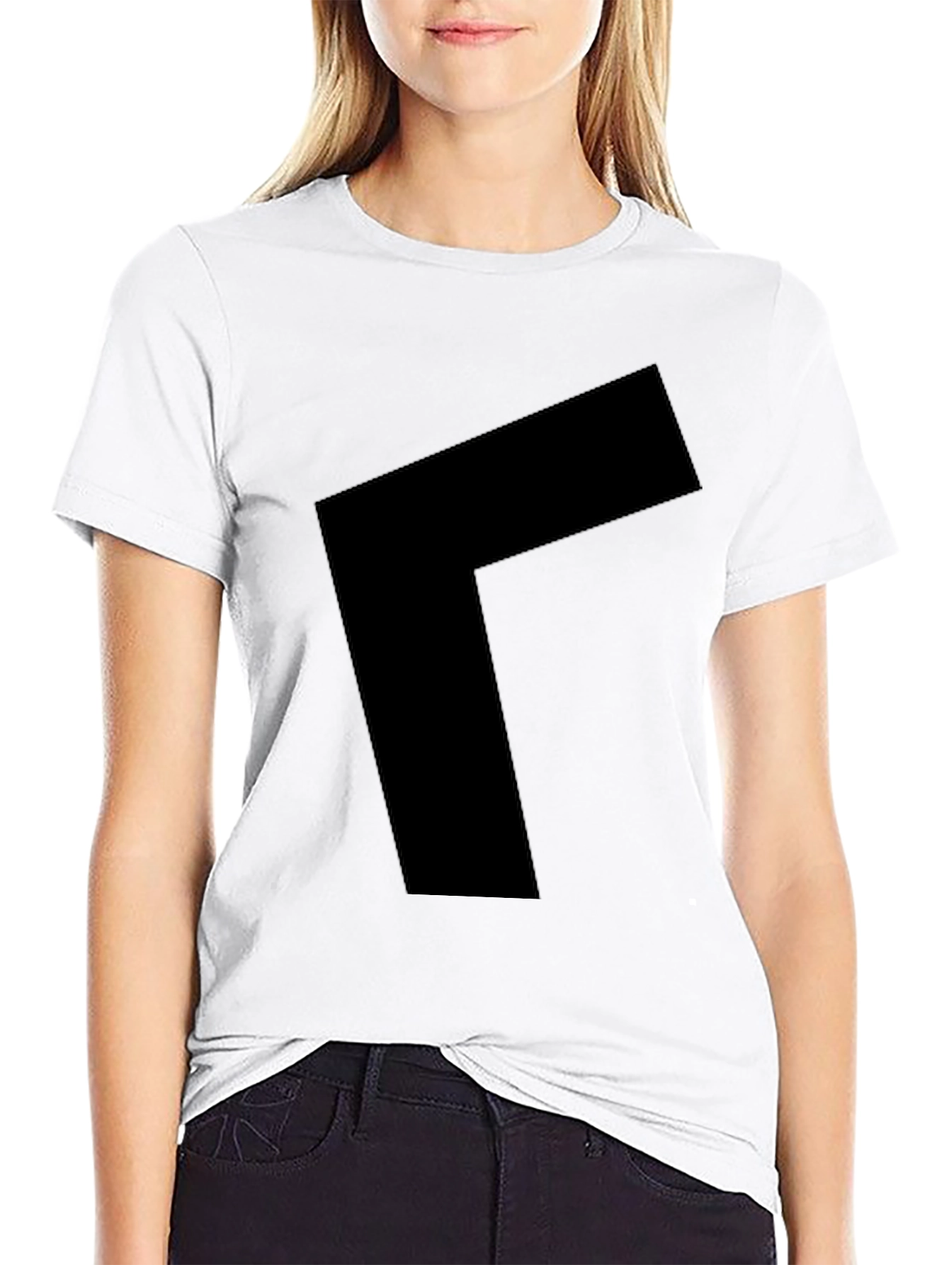 Black Modern Geometric Black Graphic Tee view 9