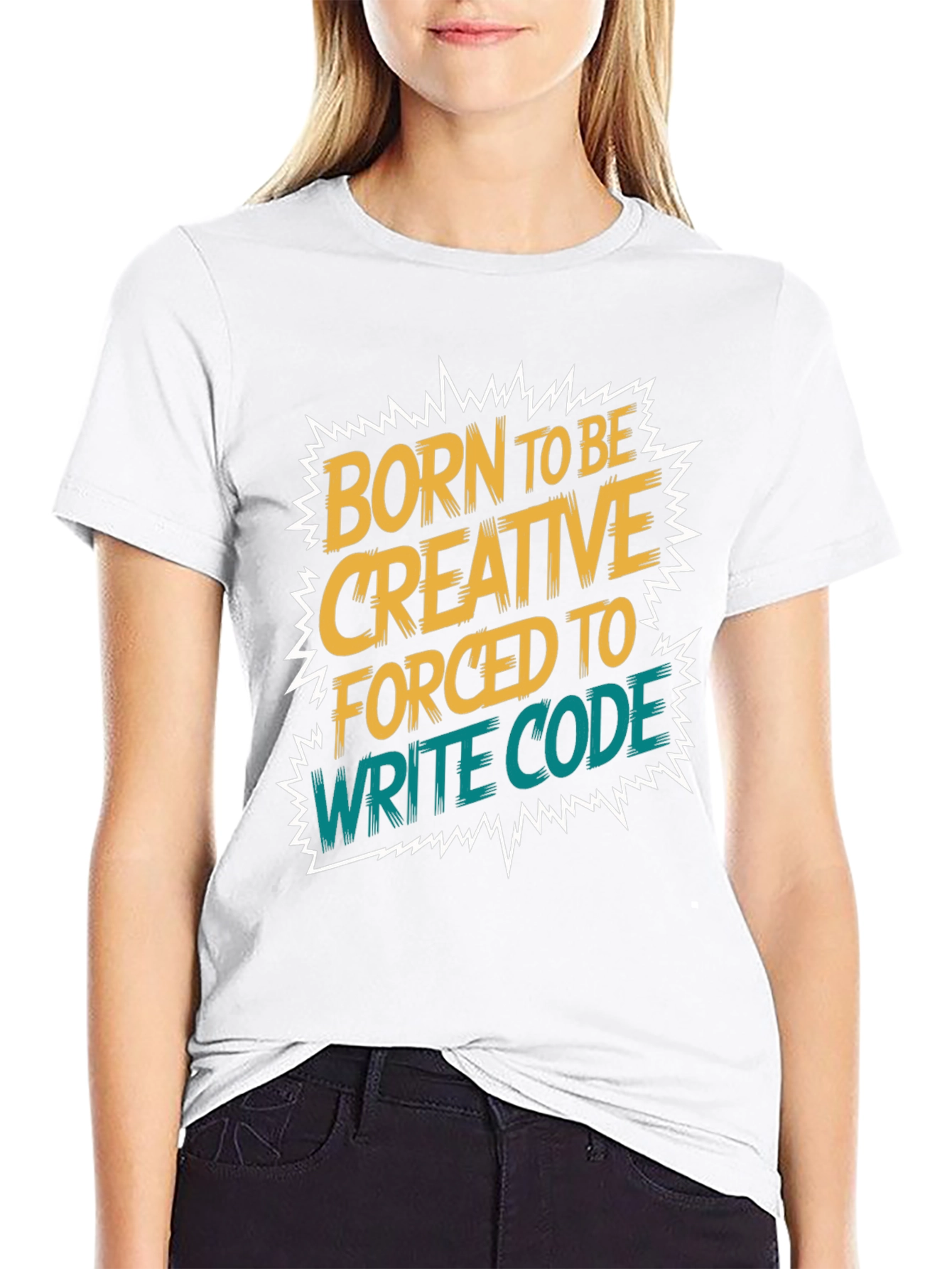 Black Born to Be Creative T-Shirt - Coding Humor view 9