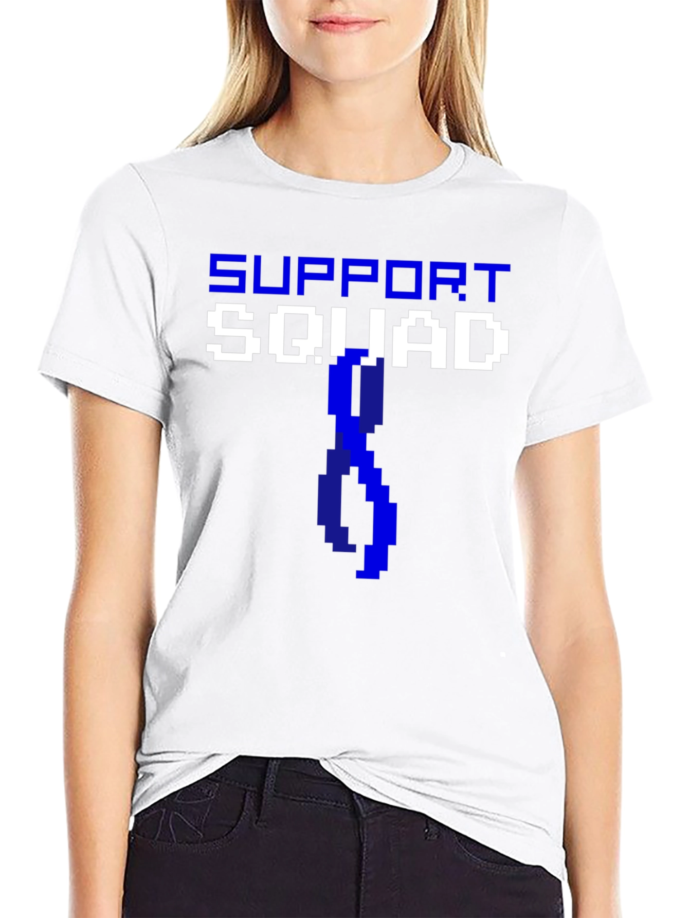 Black Support Squad Pixelated T-Shirt - Awareness Ribbon view 9