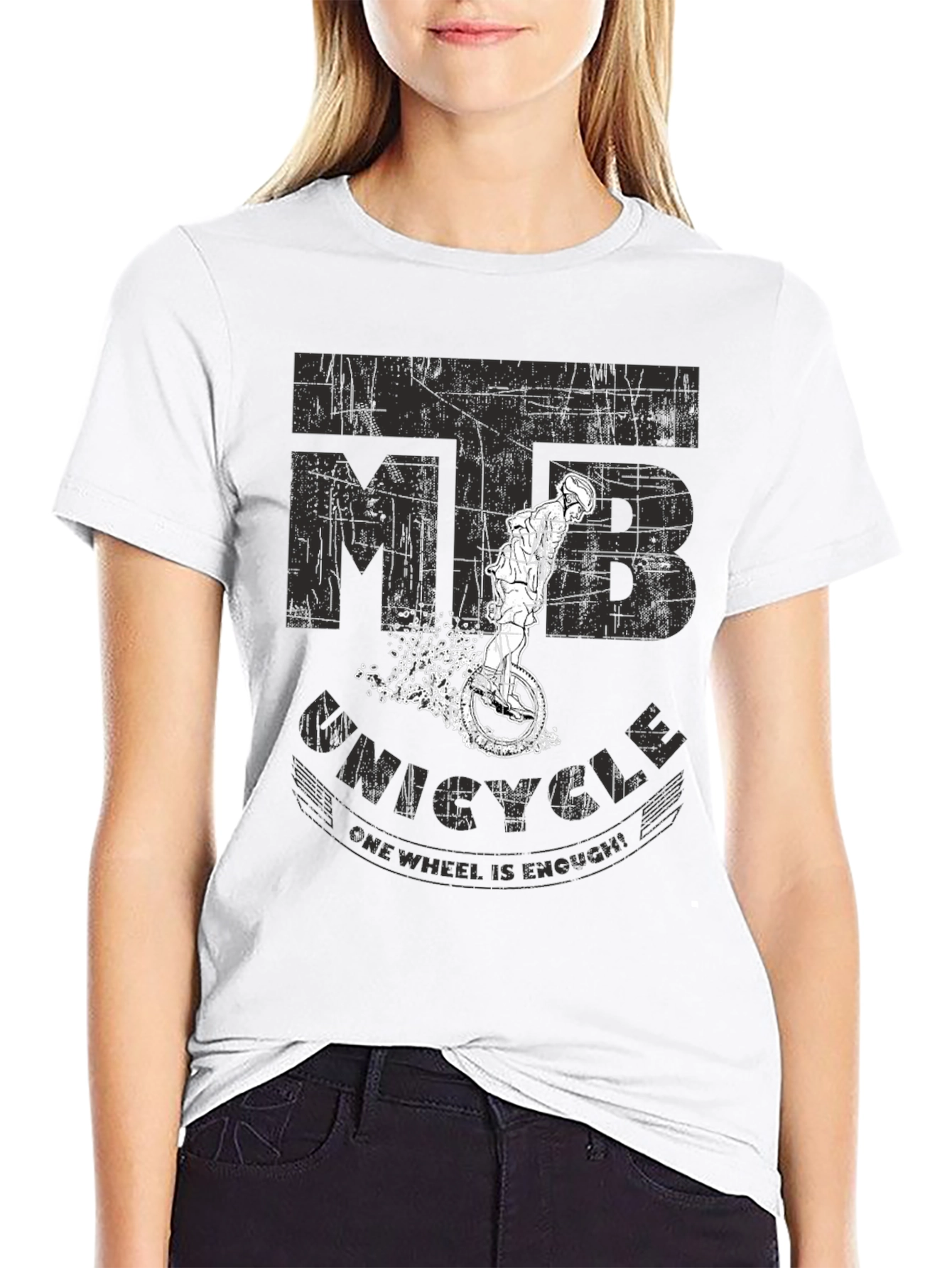 Black MTB Unicycle T-Shirt - One Wheel is Enough! view 9