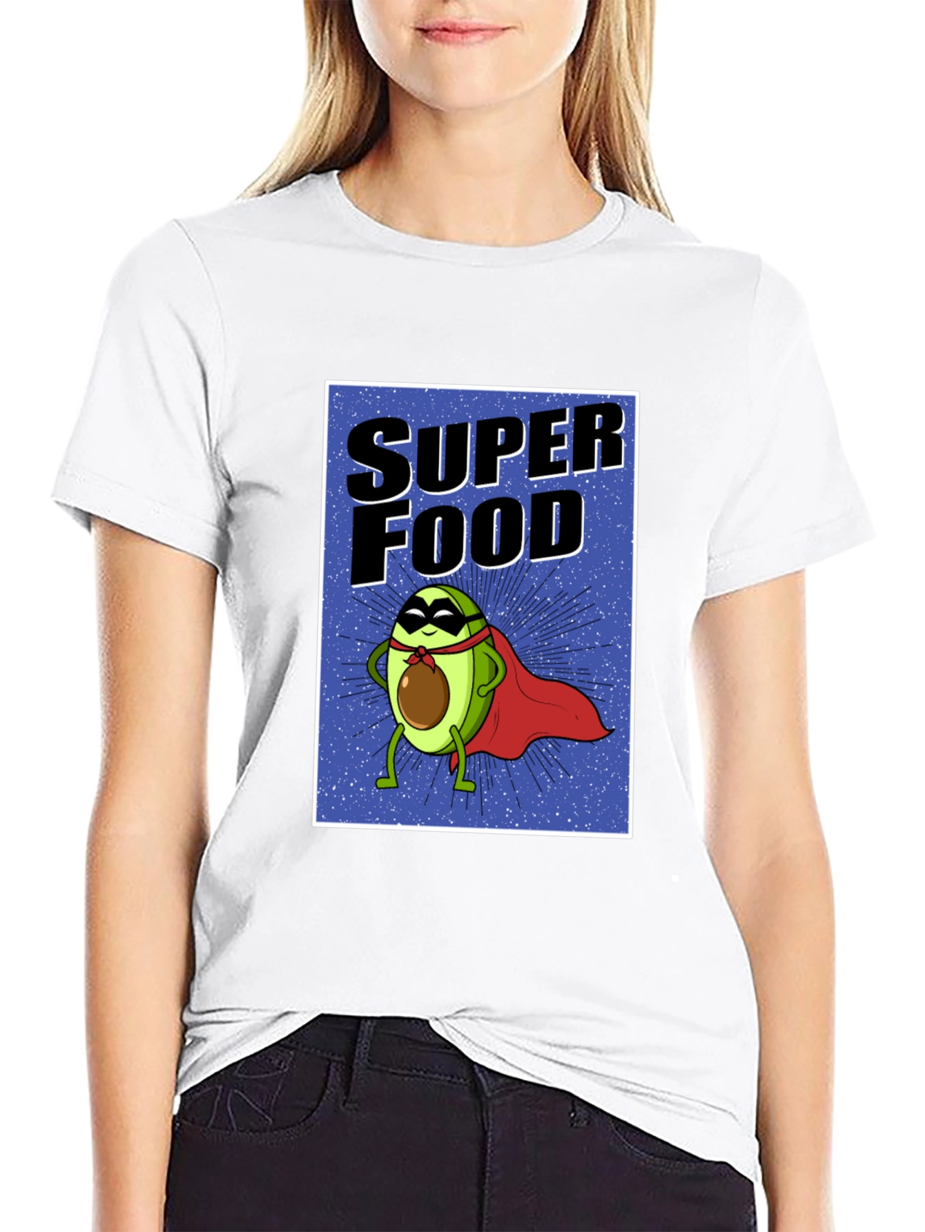 Black Super Food Avocado T-Shirt - Novelty Superhero Tee view 9