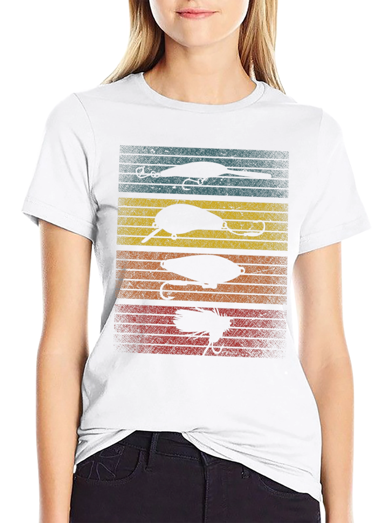 Black Vintage Fishing Lures Graphic Tee view 9