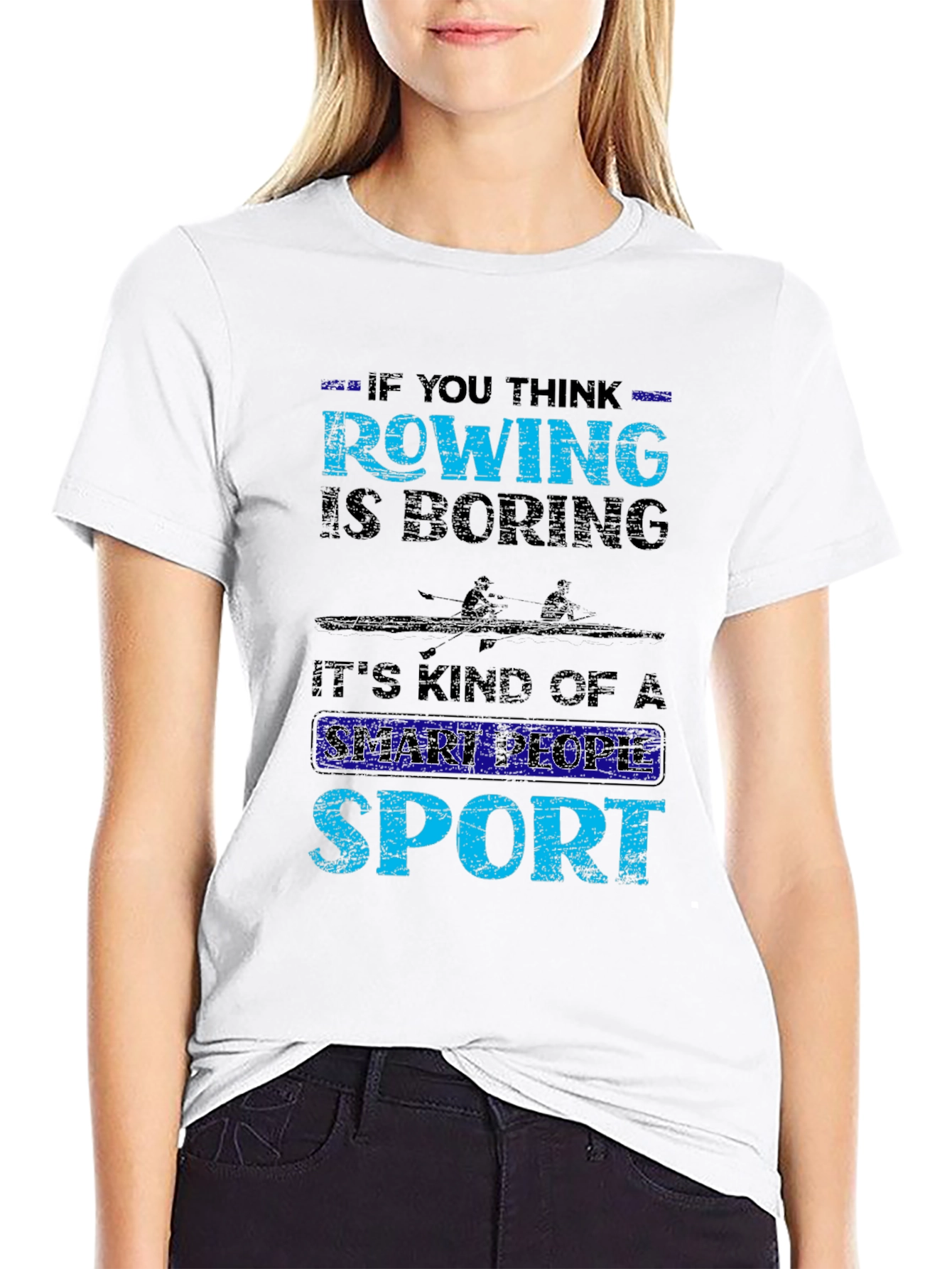 Black Rowing Smart People Sport Graphic T-Shirt view 9