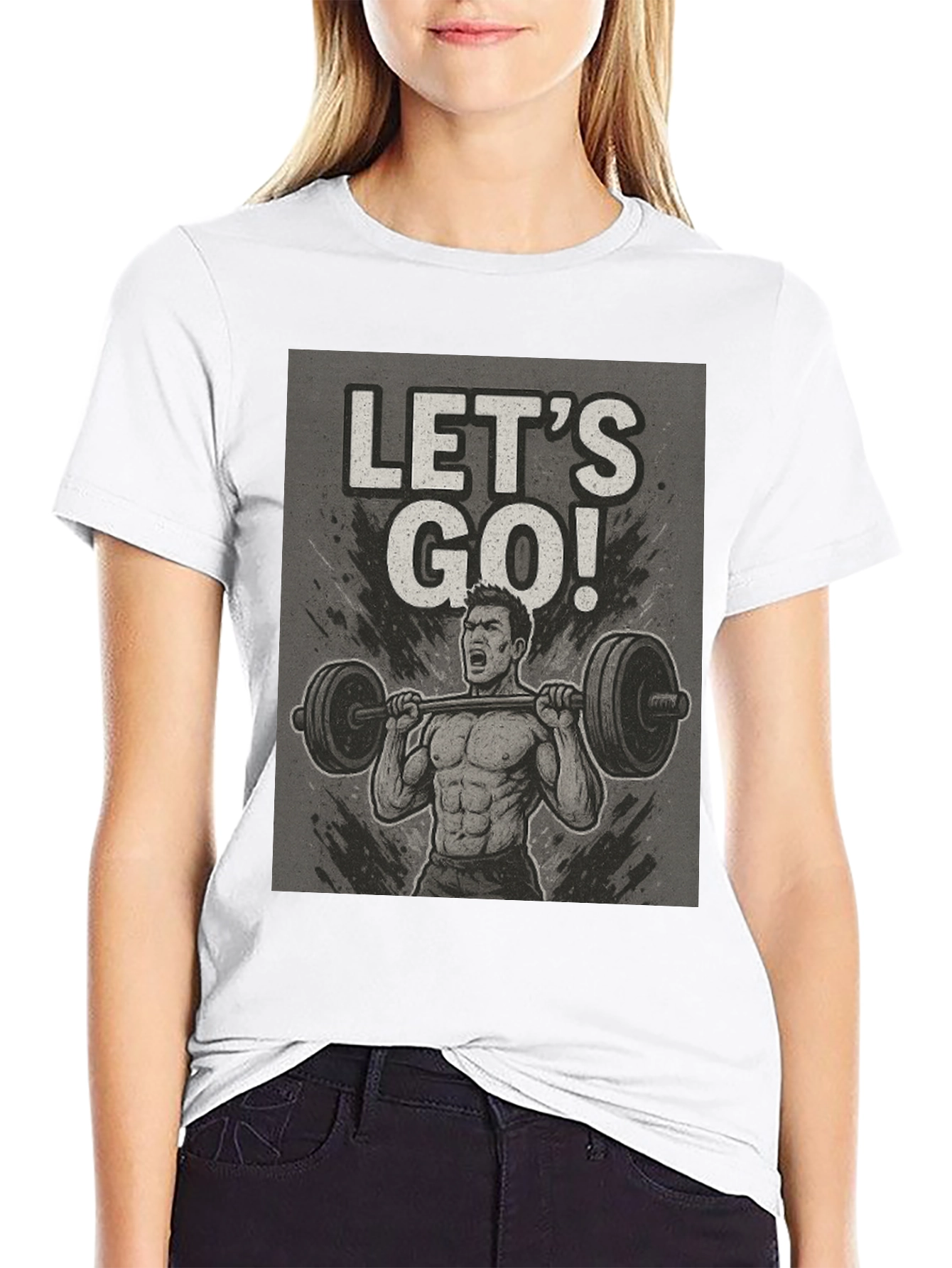 Black Let's Go Weightlifting Black T-Shirt view 9
